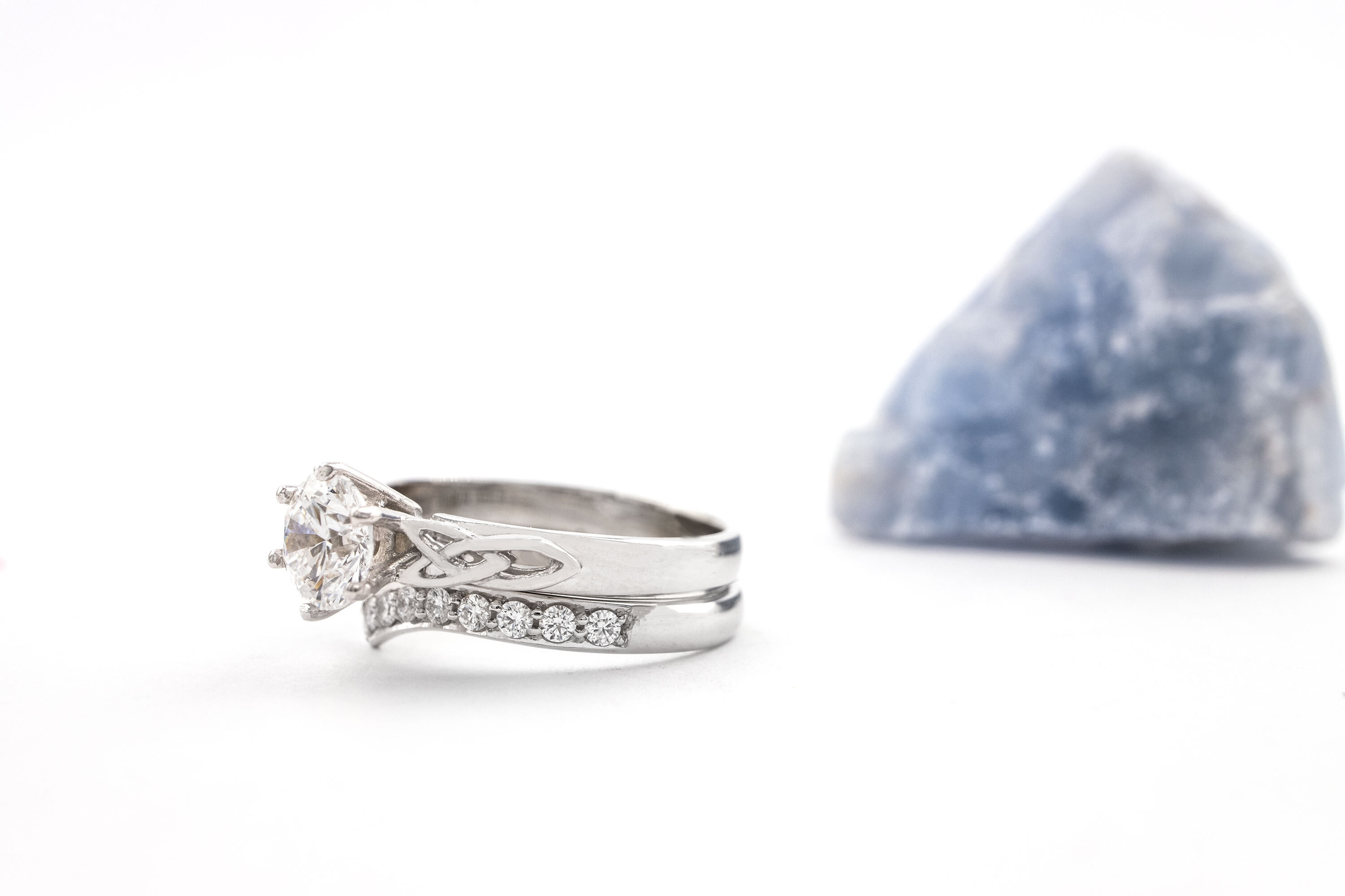 Authentic 14K White Gold Trinity Knot Engagement Ring For Women