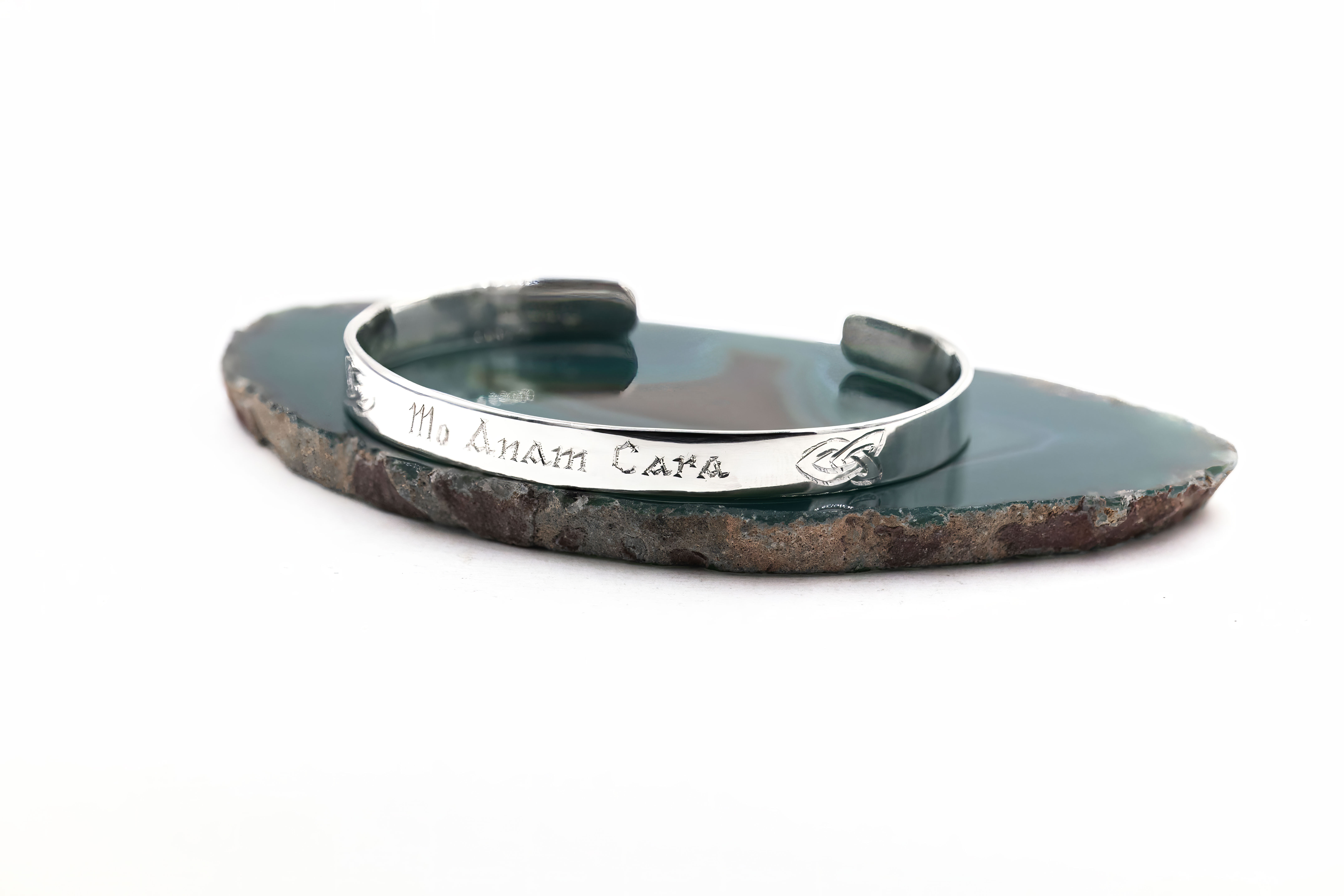Irish Sterling Silver Gaelic Bracelet With a Polished Finish For Women