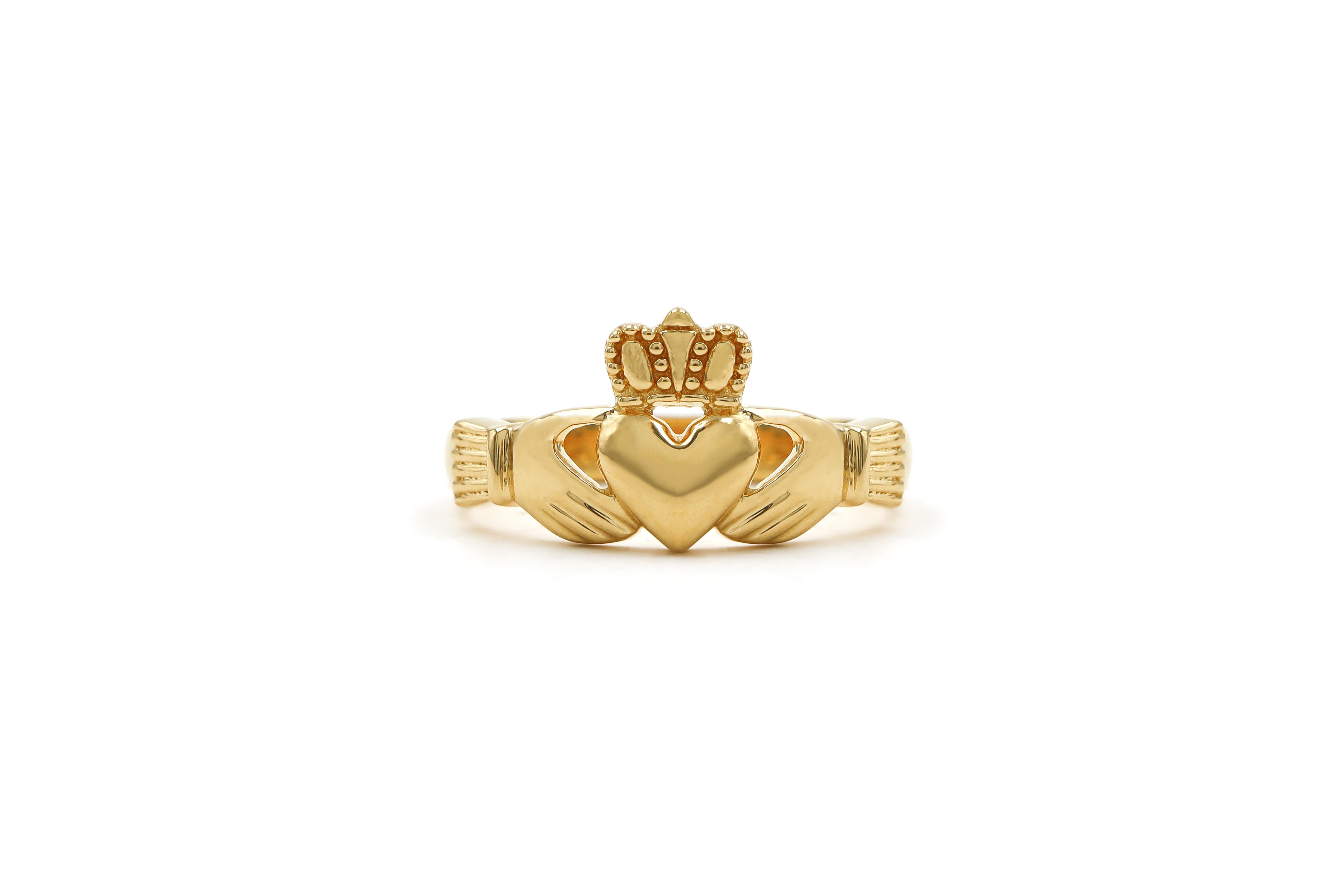 Ladies Gold Vermeil Claddagh Ring Sku 25198 White background