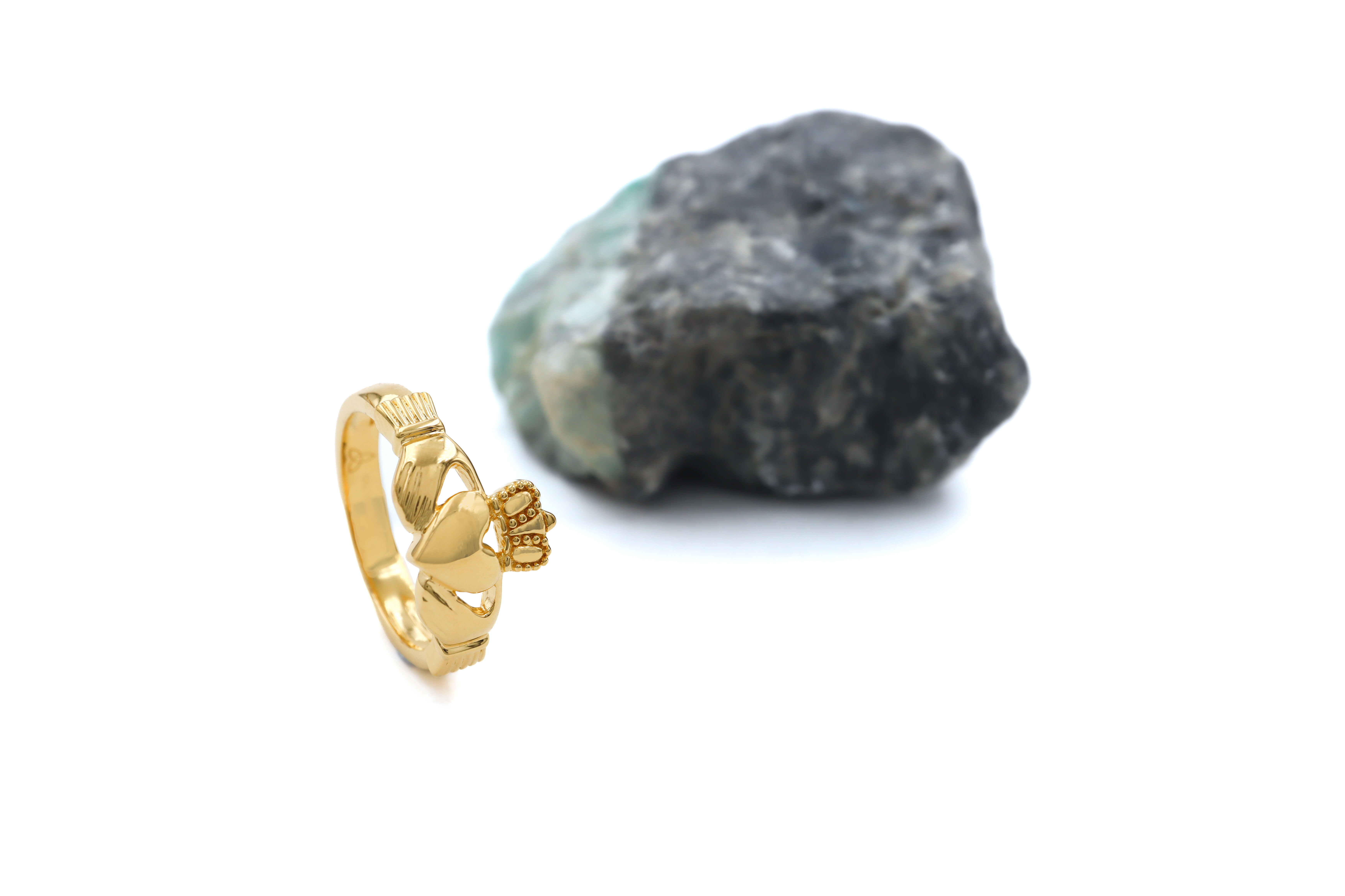 Ladies Gold Vermeil Claddagh Ring Sku 25198 side 2