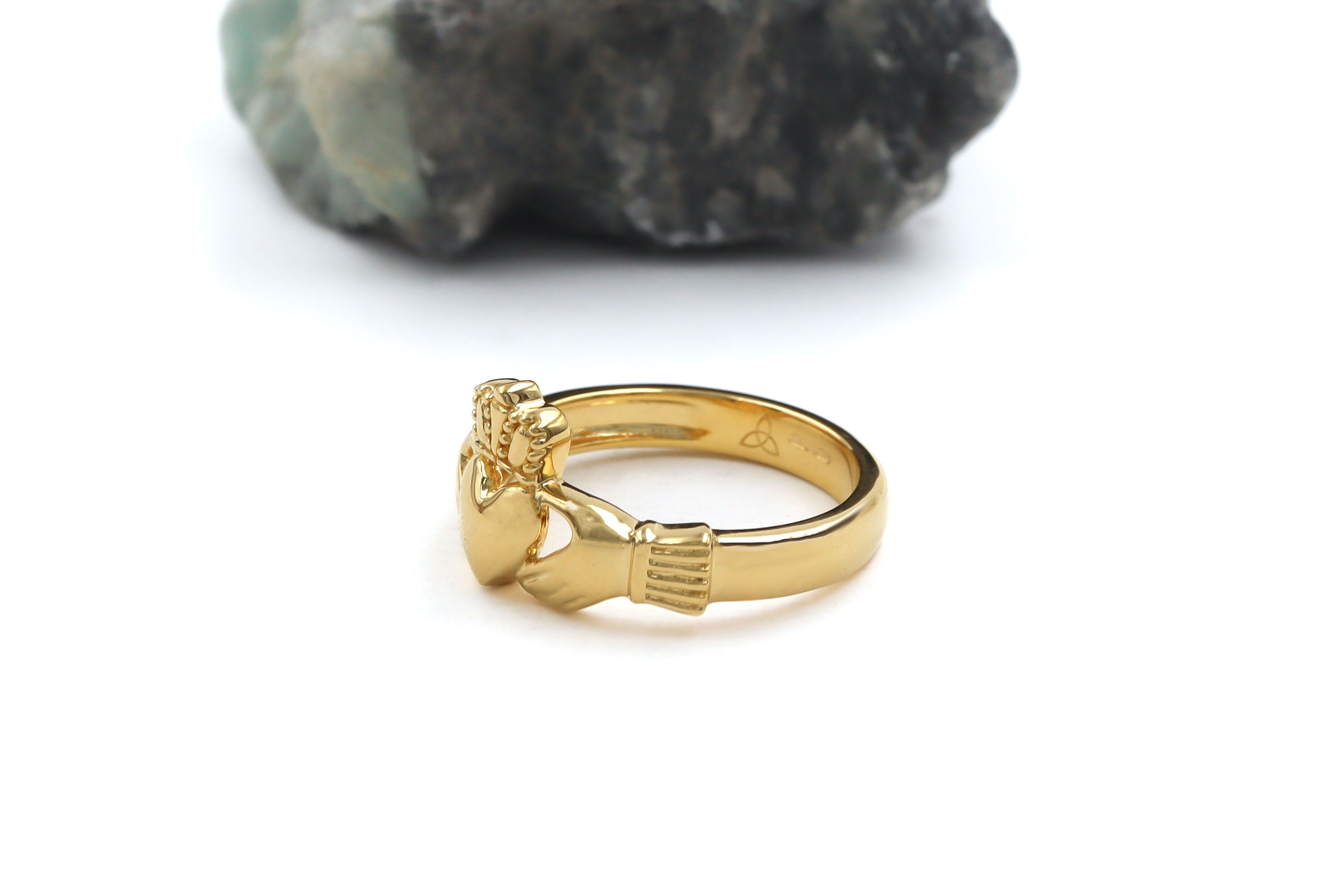 Ladies Gold Vermeil Claddagh Ring Sku 25198 side