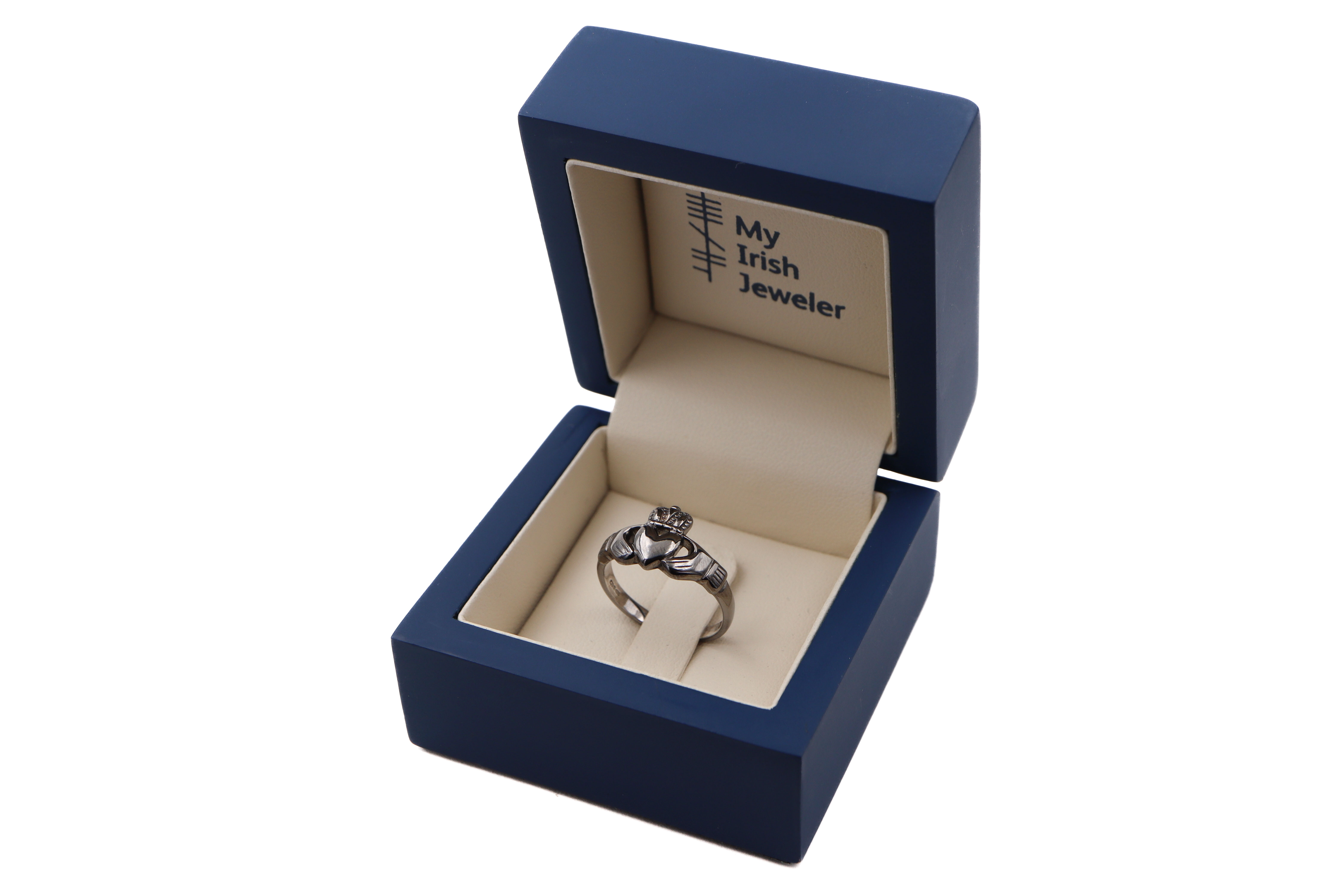Black Rhodium Claddagh Gift Set in Real Sterling Silver. In Luxury Packaging.