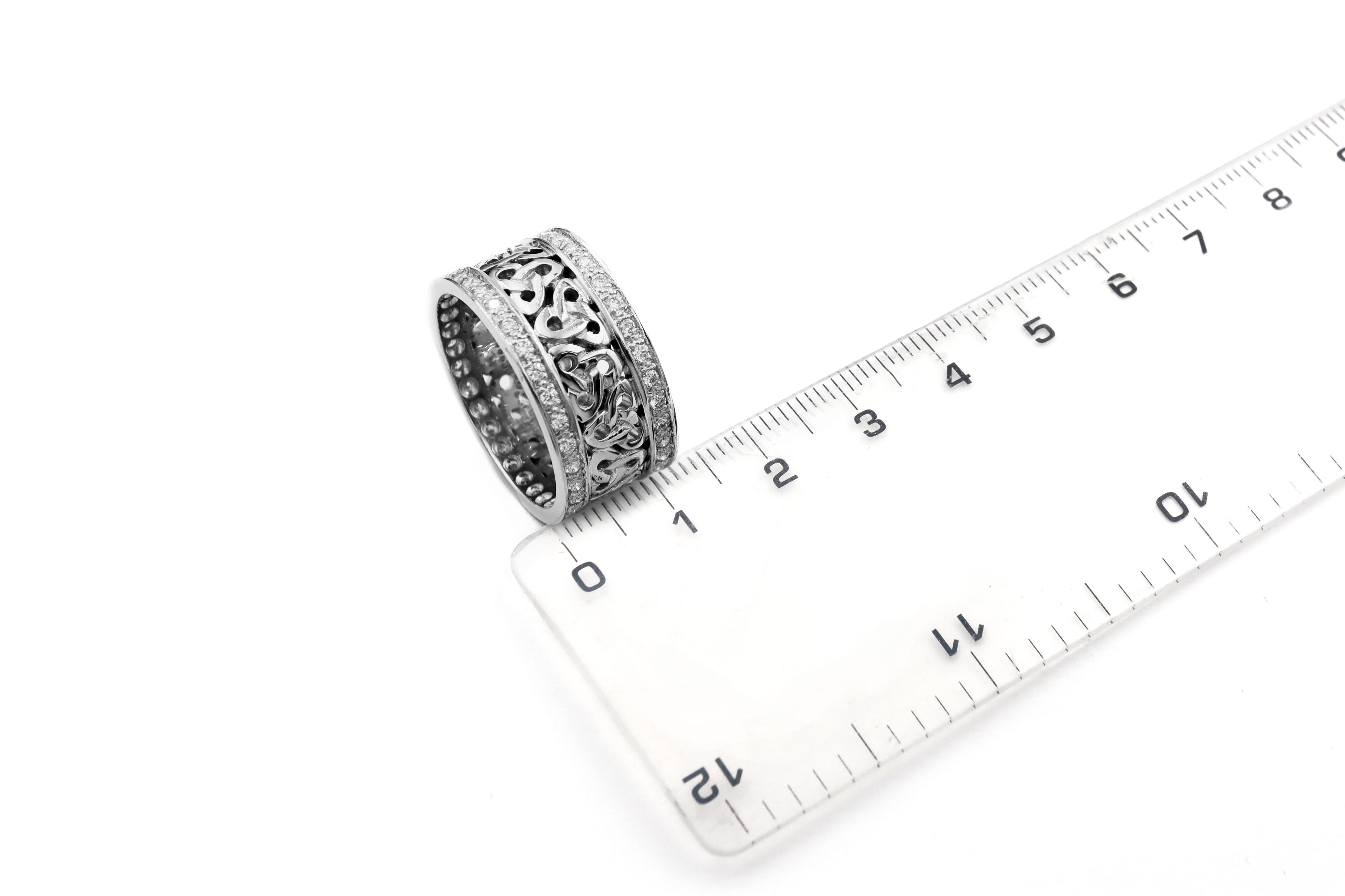 Gorgeous Platinum Trinity Knot 10.0mm Ring With a Polished Finish. Picture For Scale.