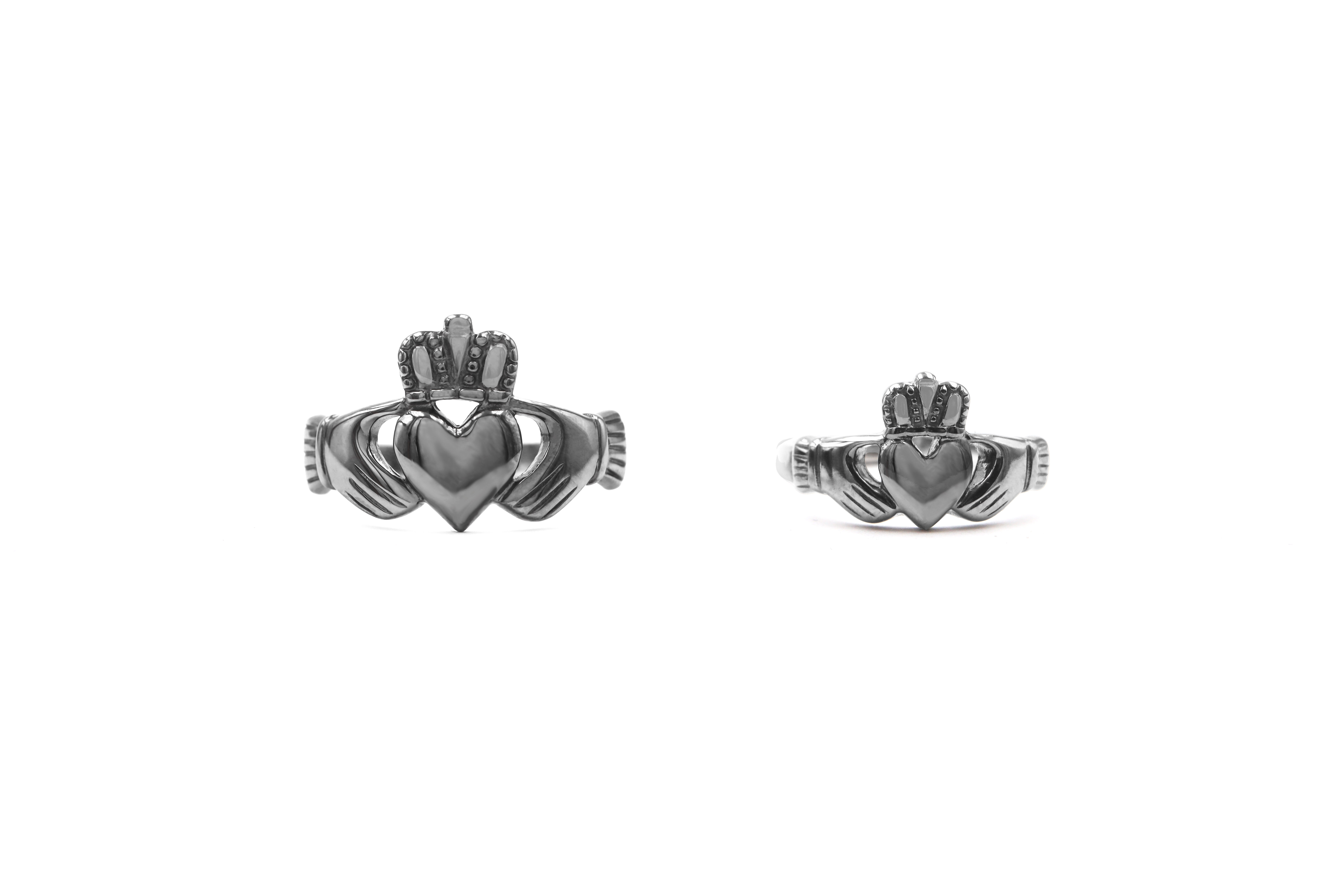 Real Sterling Silver Claddagh Gift Set With a Black Rhodium Finish