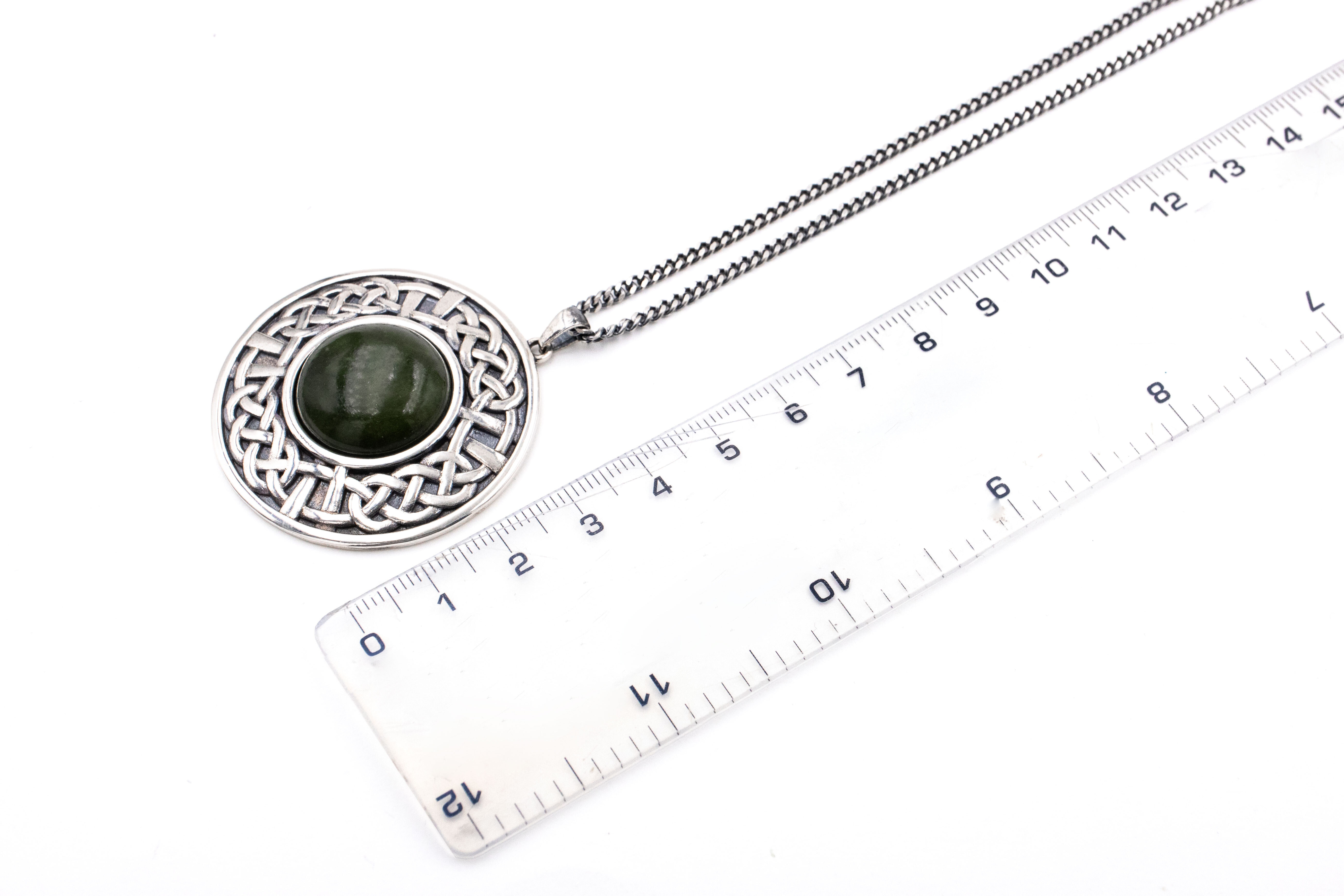 Womens Connemara Marble Necklace in Sterling Silver With a Oxidized Finish. Picture For Scale.