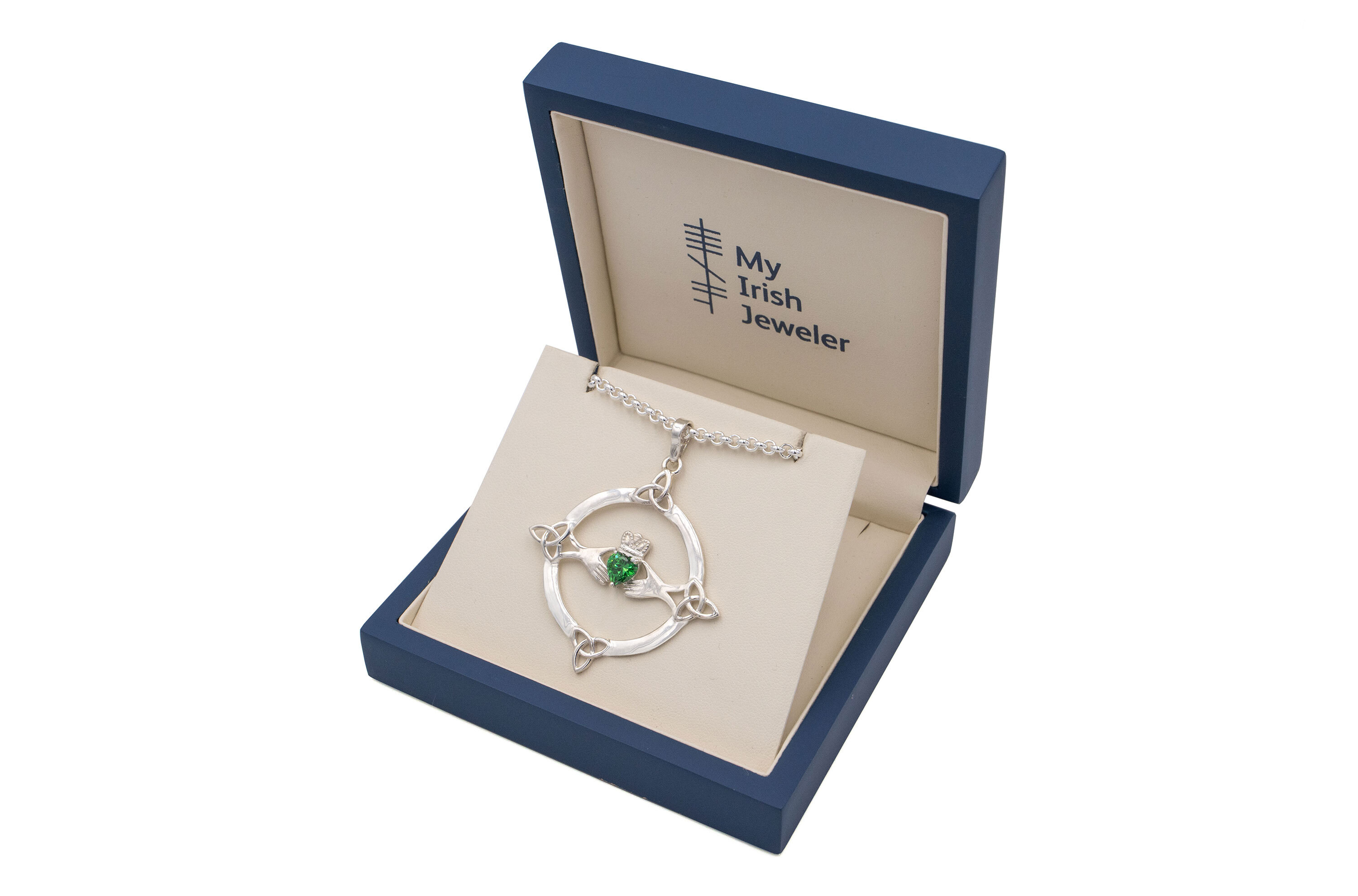 Large Womens Gorgeous Sterling Silver Claddagh Necklace. In Luxury Packaging.
