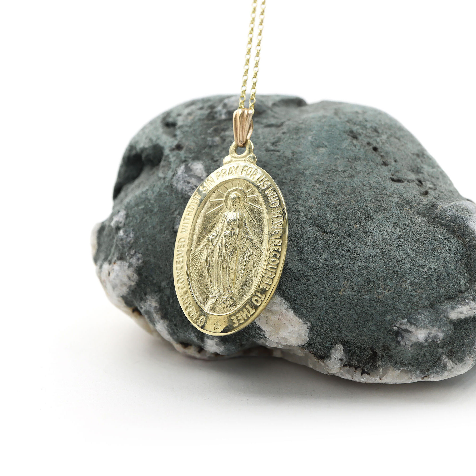 Gold miraculous deals medal pendant