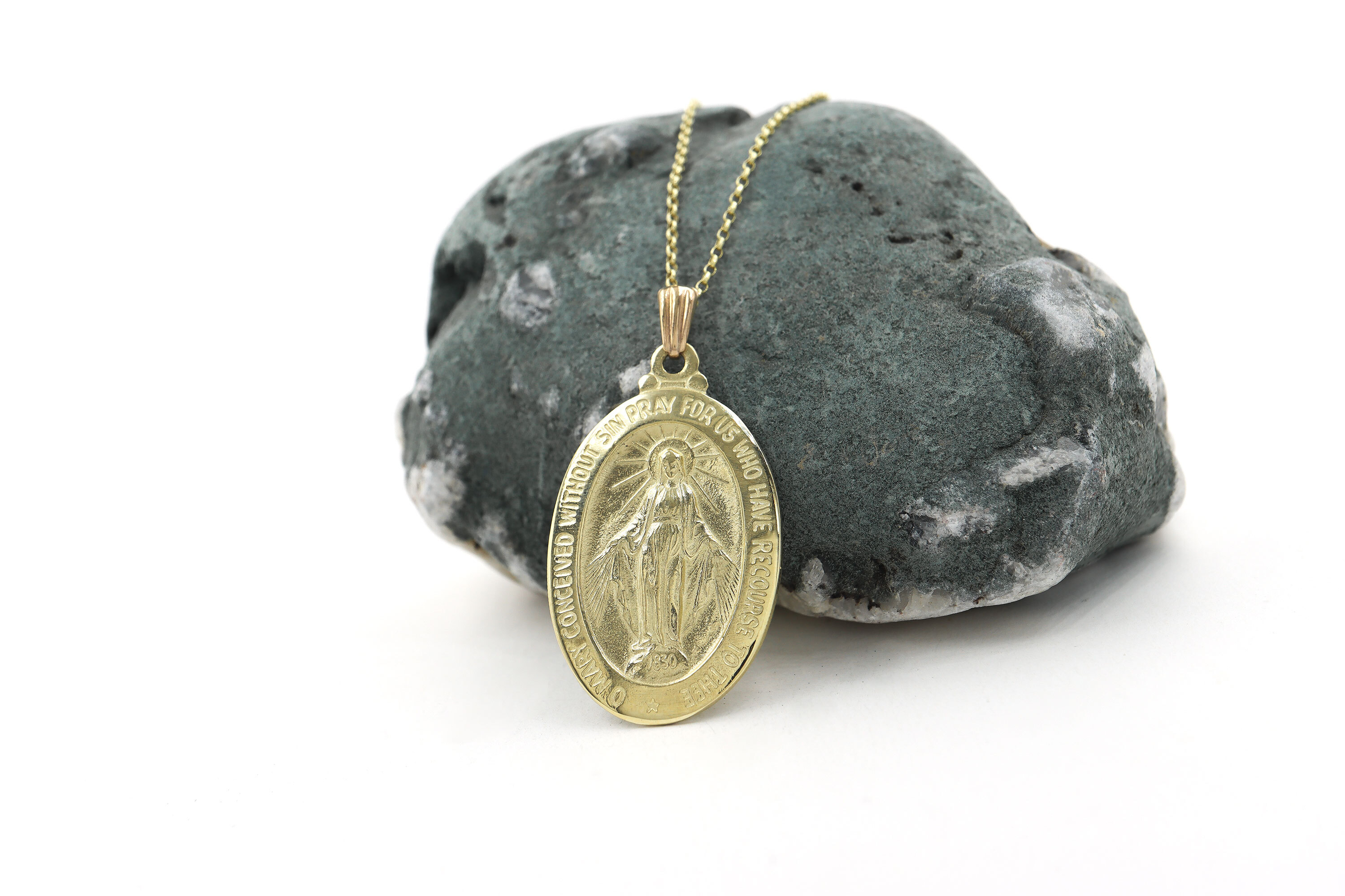 Large Striking 9K Yellow Gold Medals and Medallions Necklace