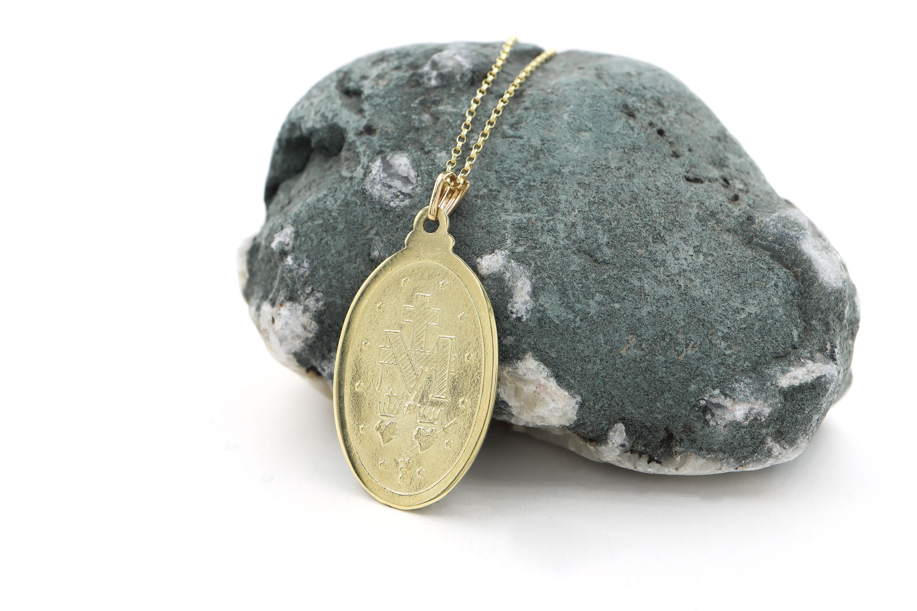 Large Real 9K Yellow Gold Medals and Medallions Necklace