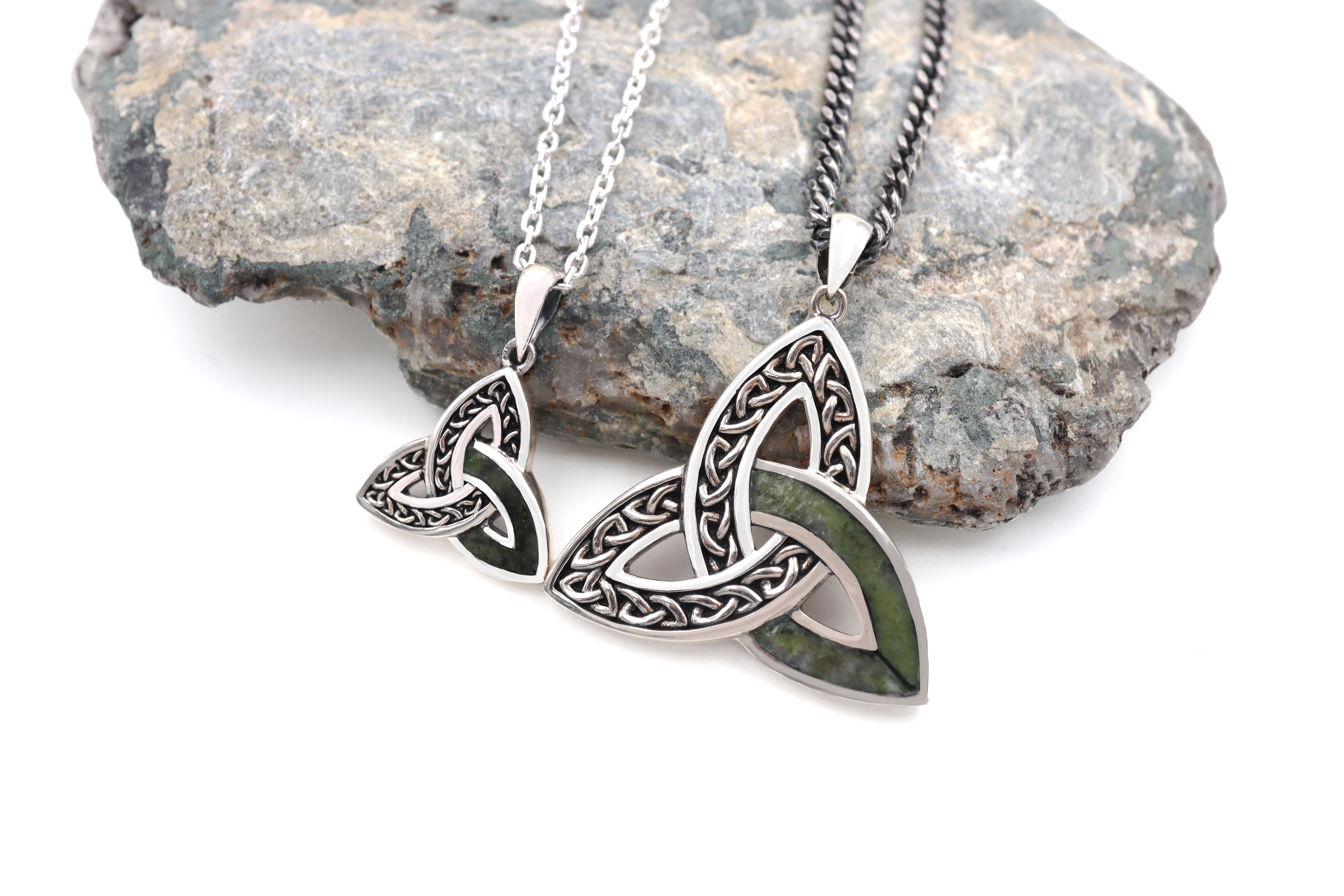 Large Oxidised Trinity Connemara Marble Necklace