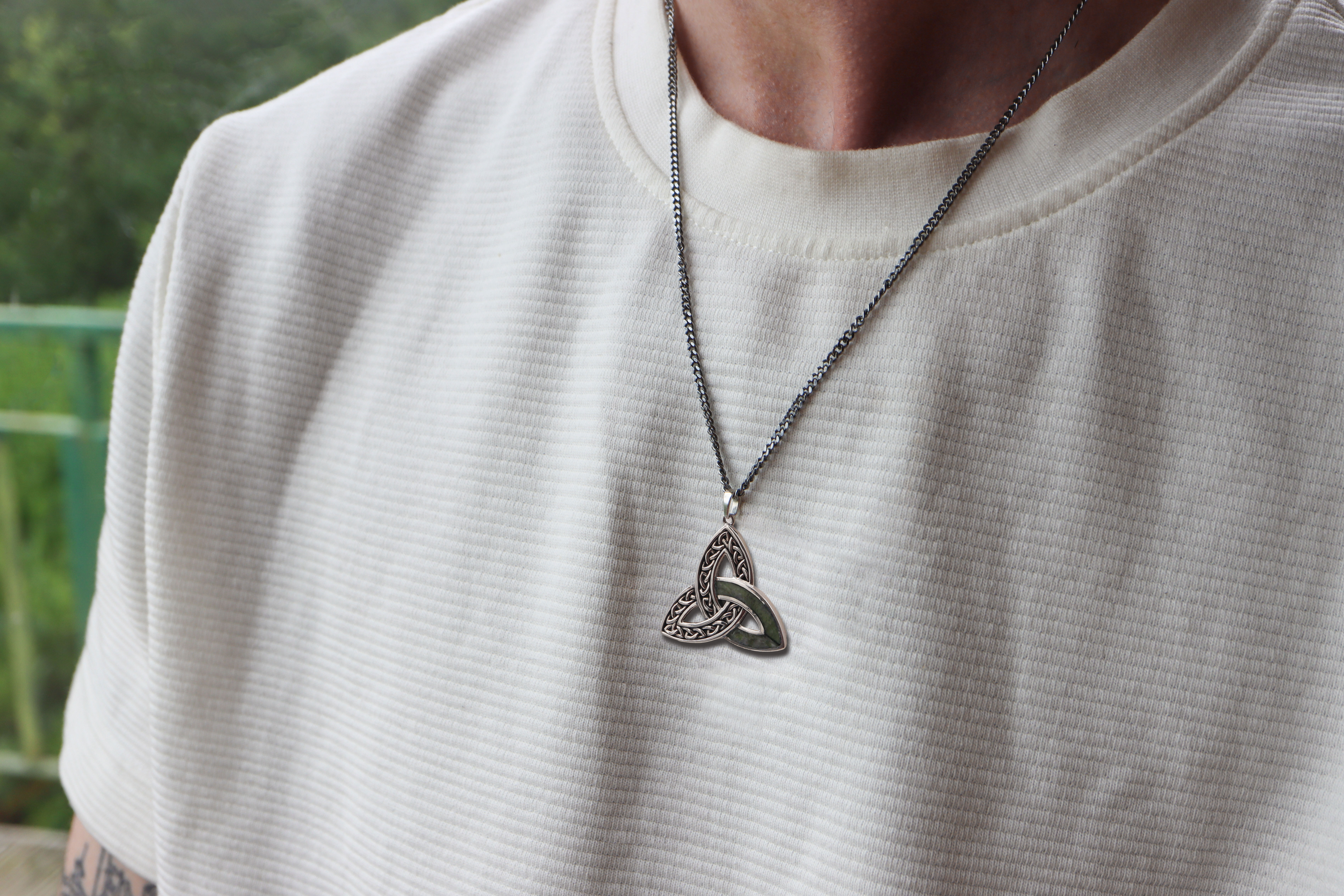 Oxidised Sterling Silver Connemara Marble Gift Set - Model Photo