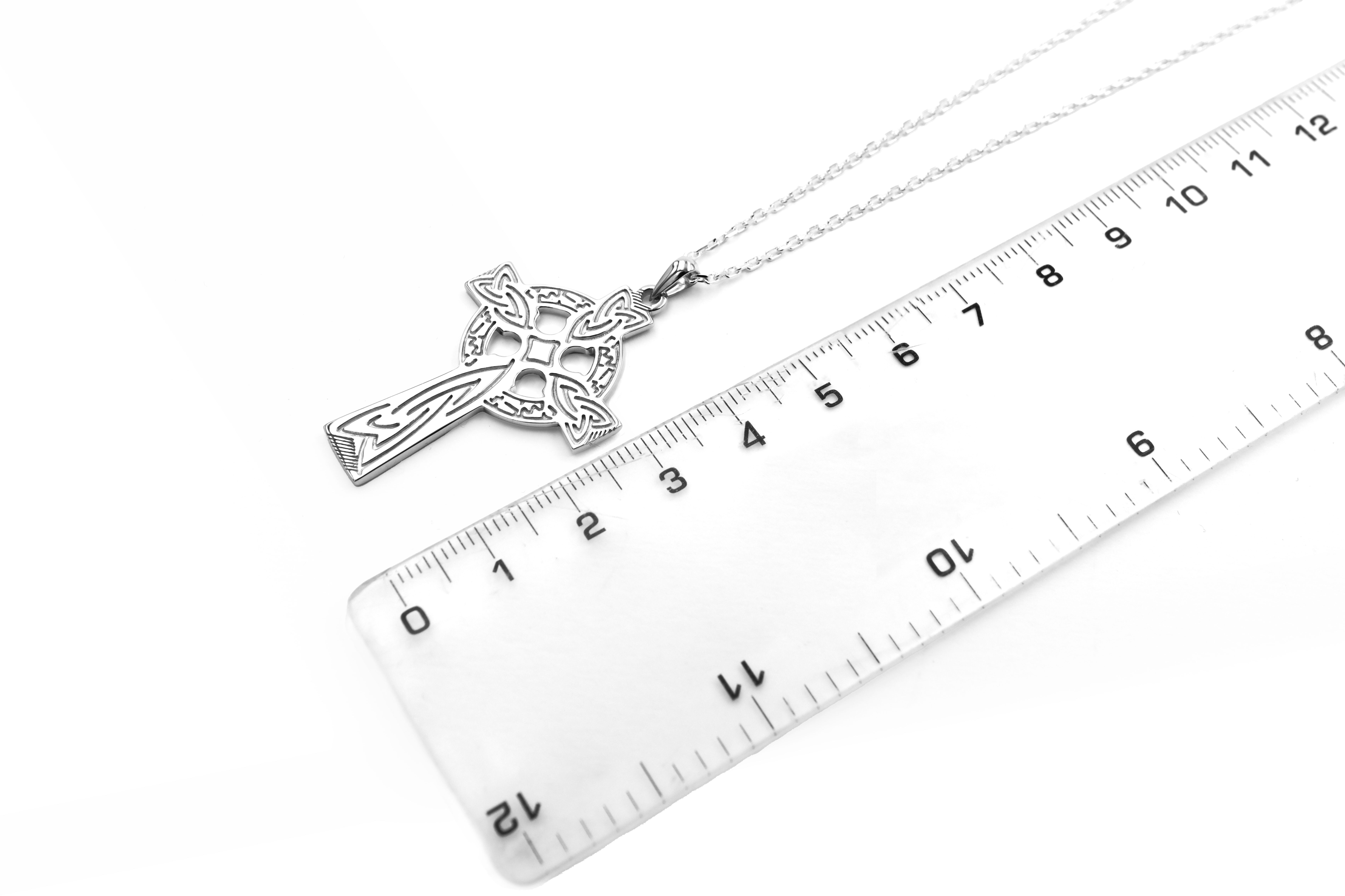 Authentic Sterling Silver Celtic Cross Necklace For Men. Picture For Scale.