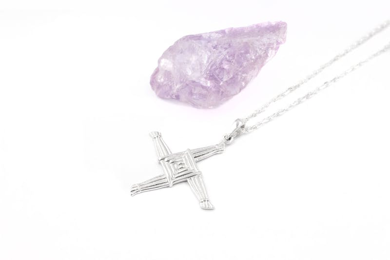 Large Irish Sterling Silver St Brigids Cross Necklace