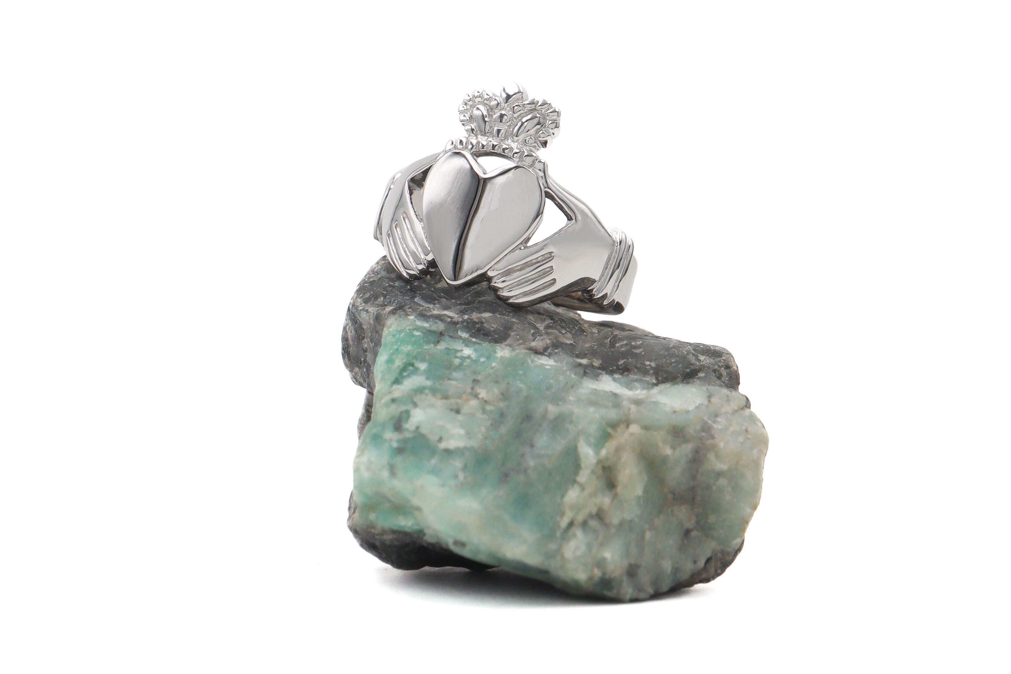 Mens Large 14K White Gold Claddagh 18.0mm Ring