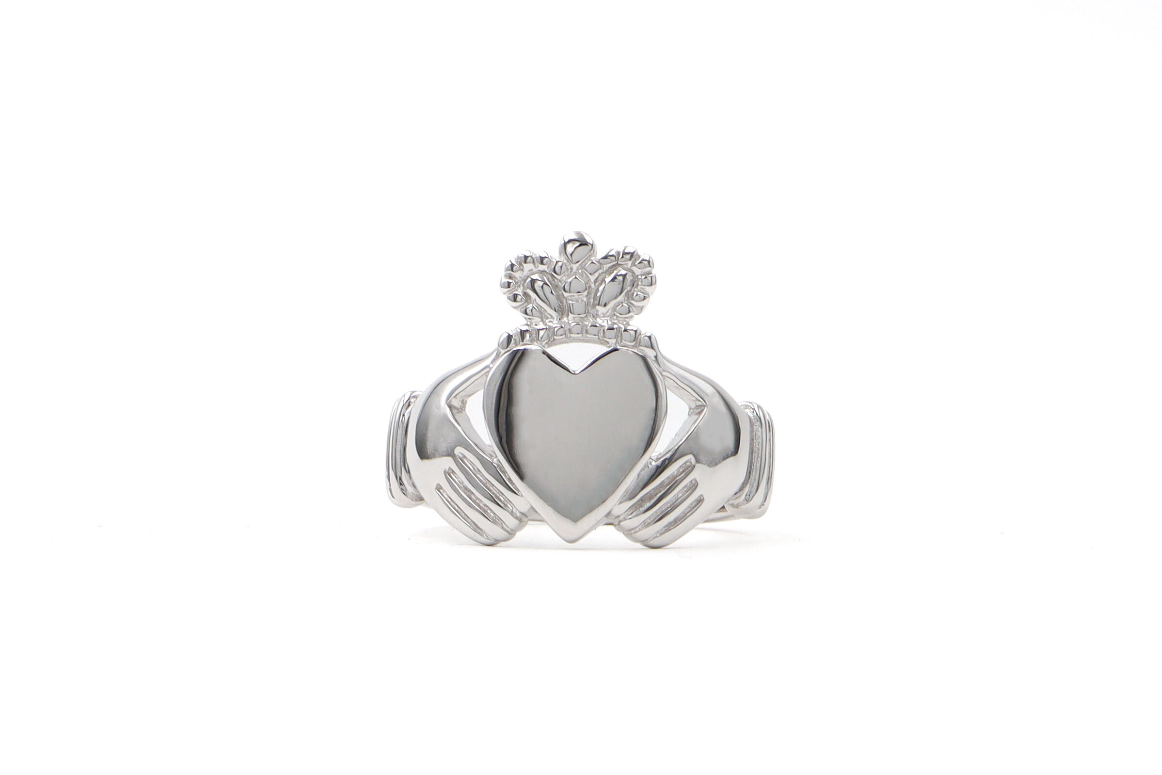 Large Gorgeous 14K White Gold Claddagh 18.0mm Ring For Men