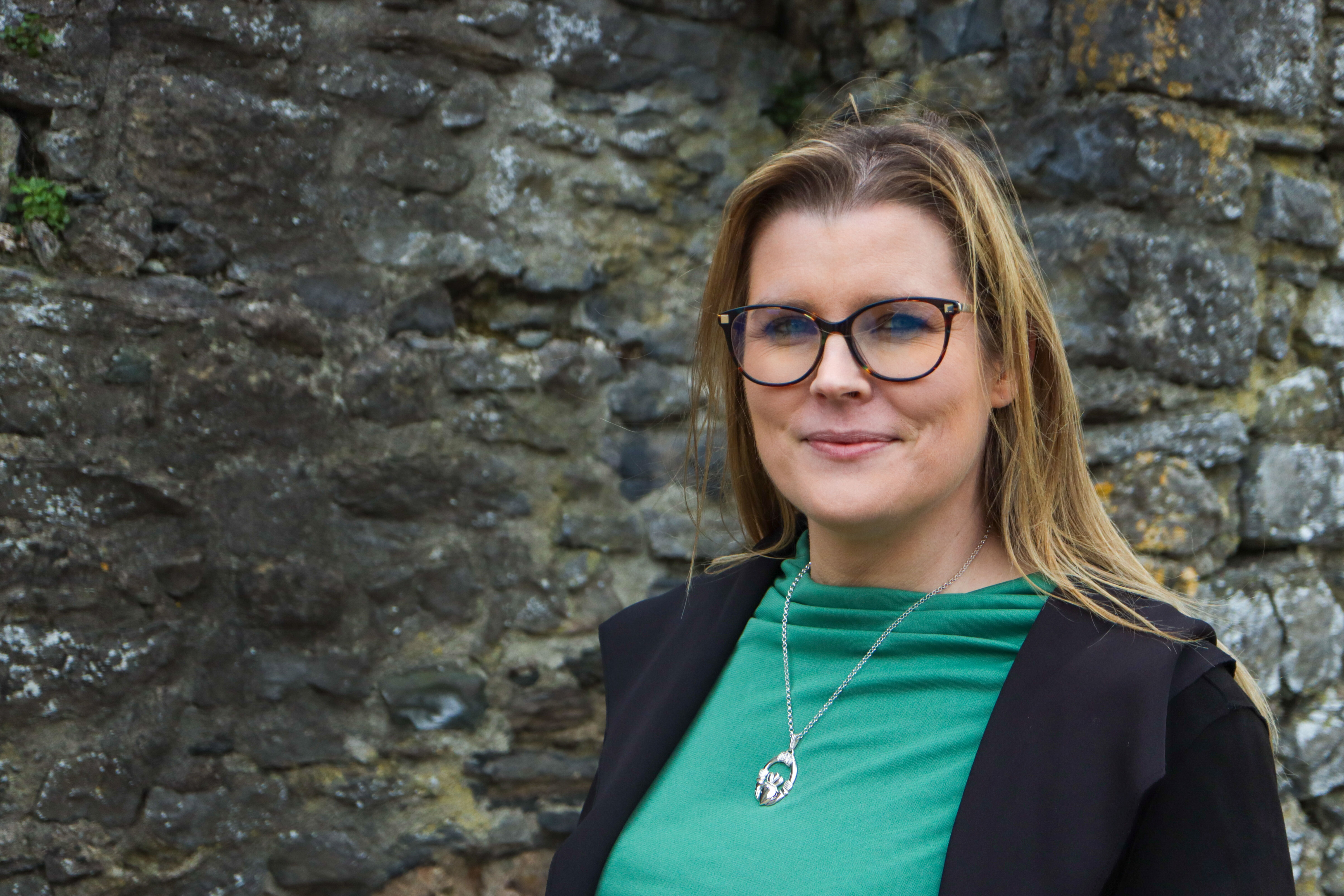 Irish Sterling Silver Claddagh Necklace - Model Photo