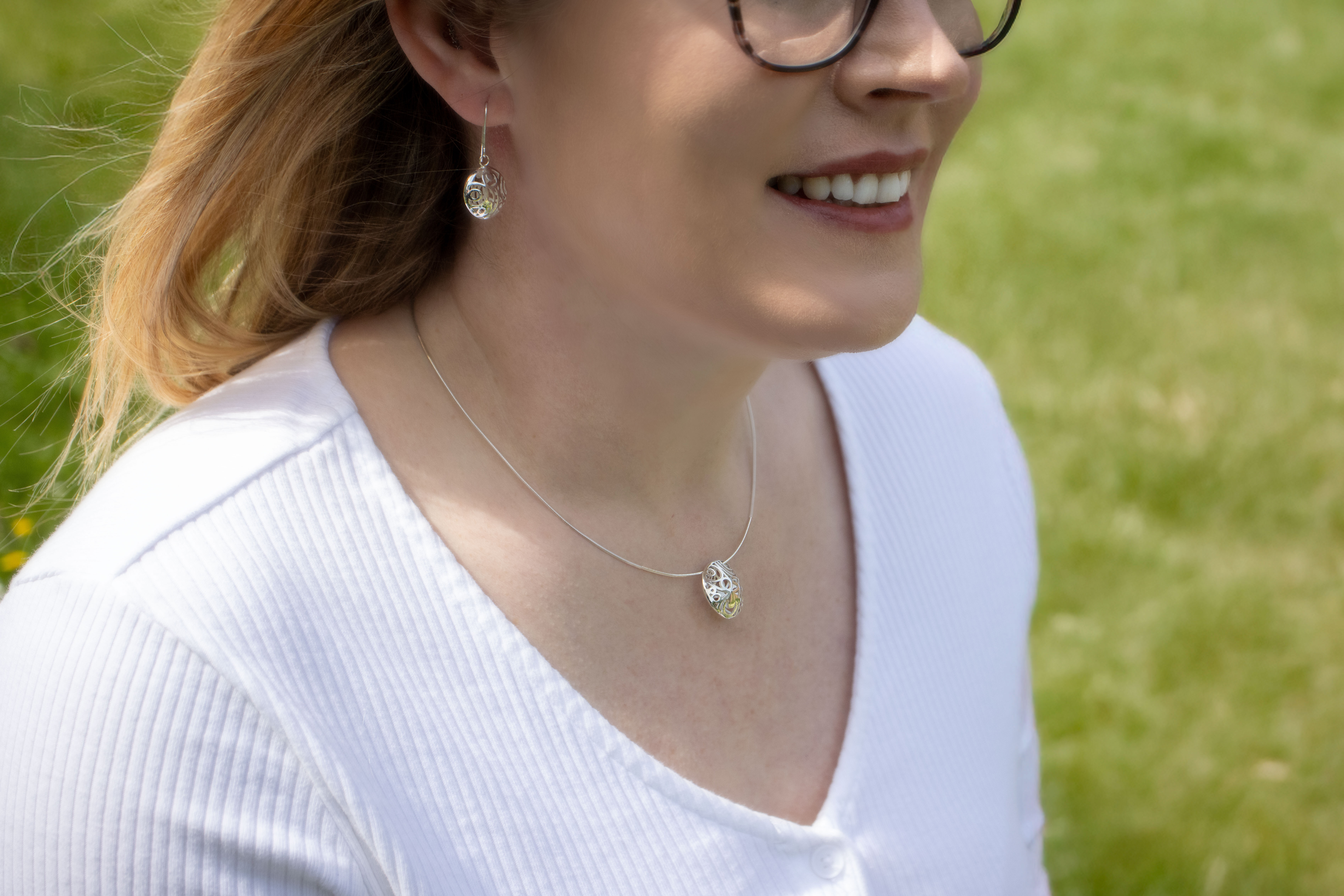 Womens Polished Folklore & Newgrange Gift Set in Real Sterling Silver - Model Photo