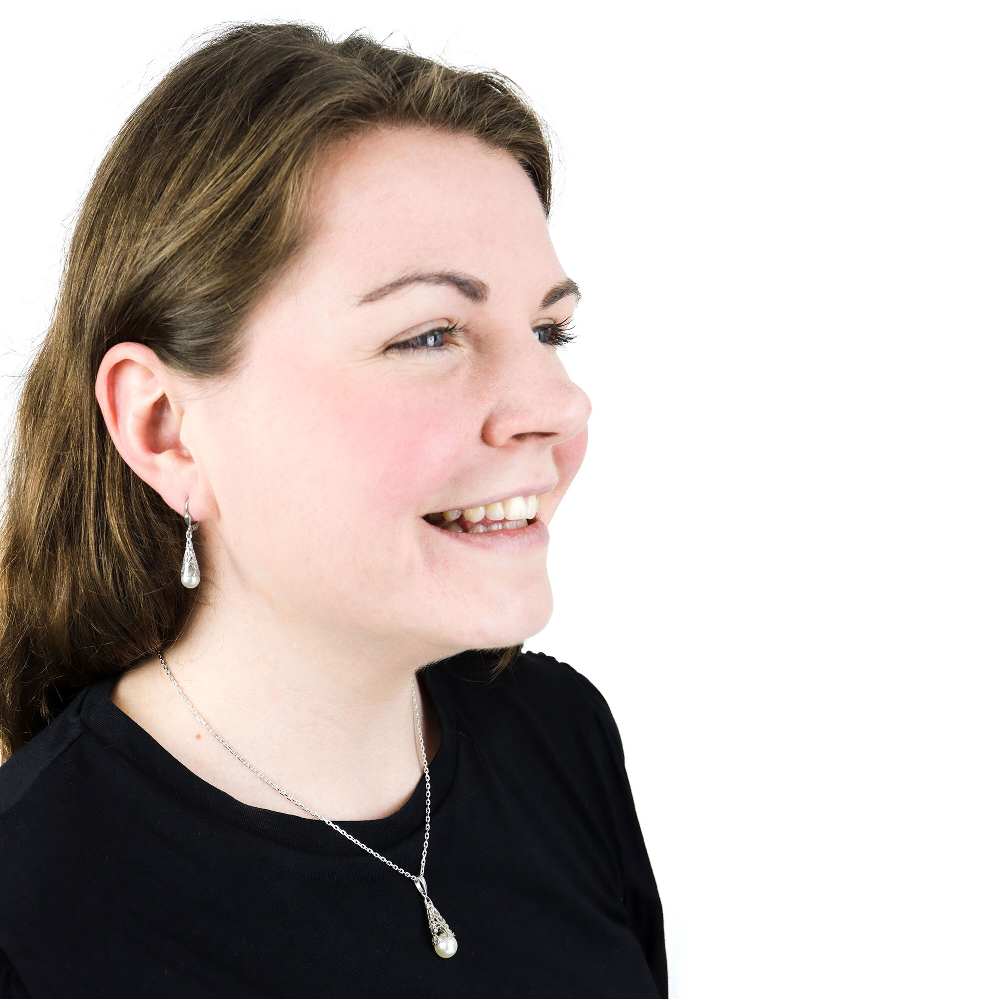 Striking Sterling Silver Tree of Life Gift Set For Women - Model Photo