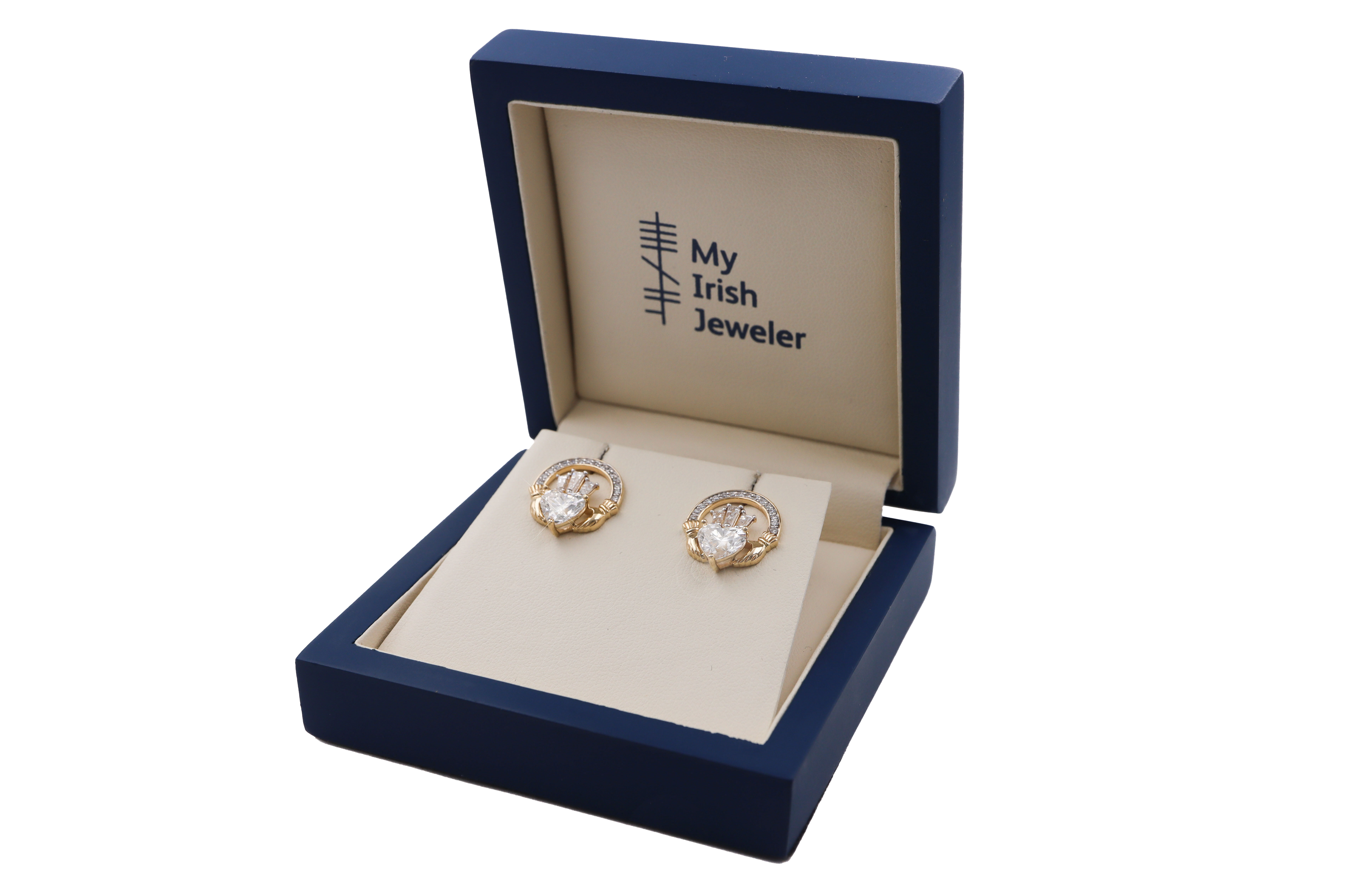 Luxury 3 TCW Diamond Claddagh Drop Earrings sku 25225 box