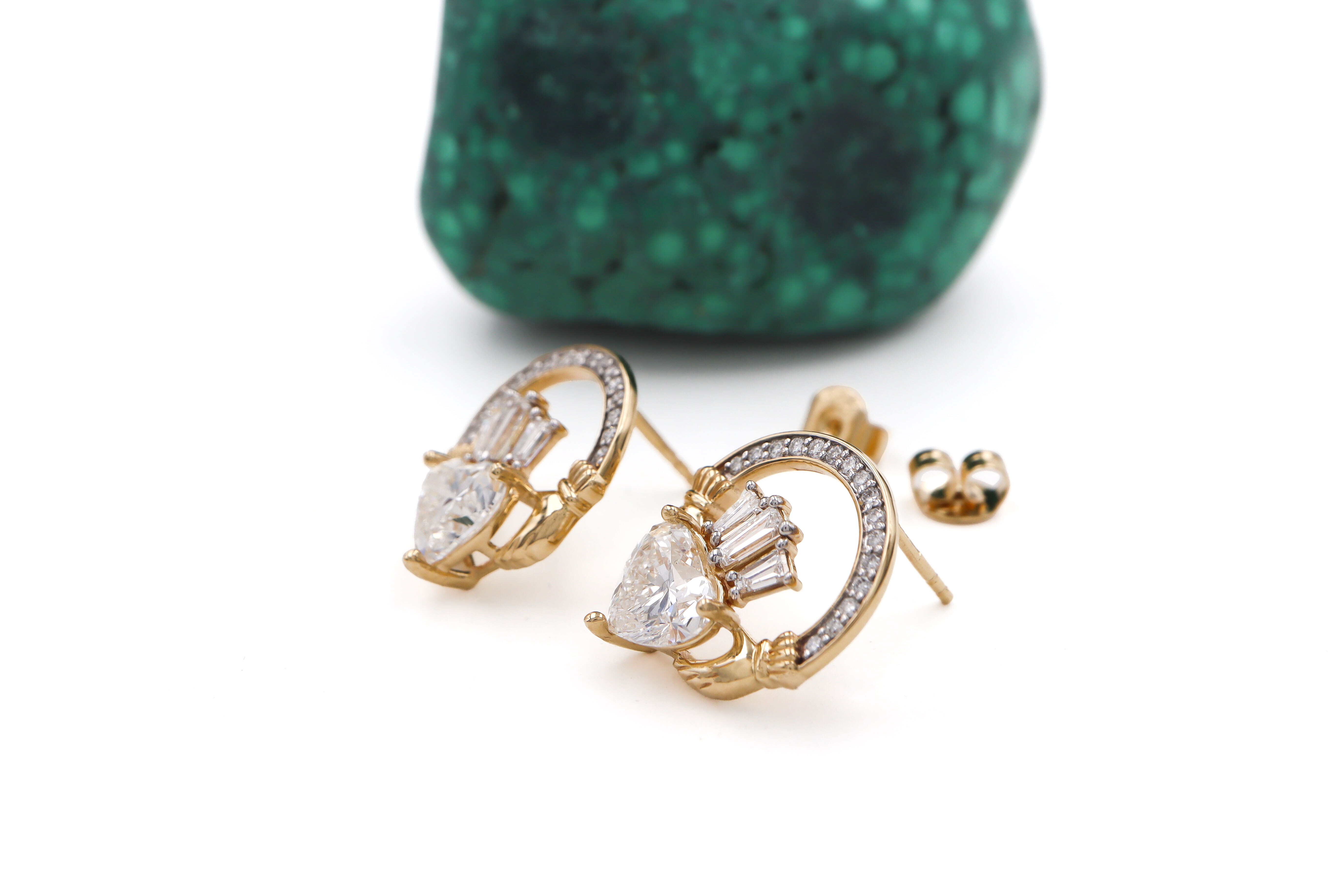 Luxury 3 TCW Diamond Claddagh Drop Earrings sku 25225 side 1