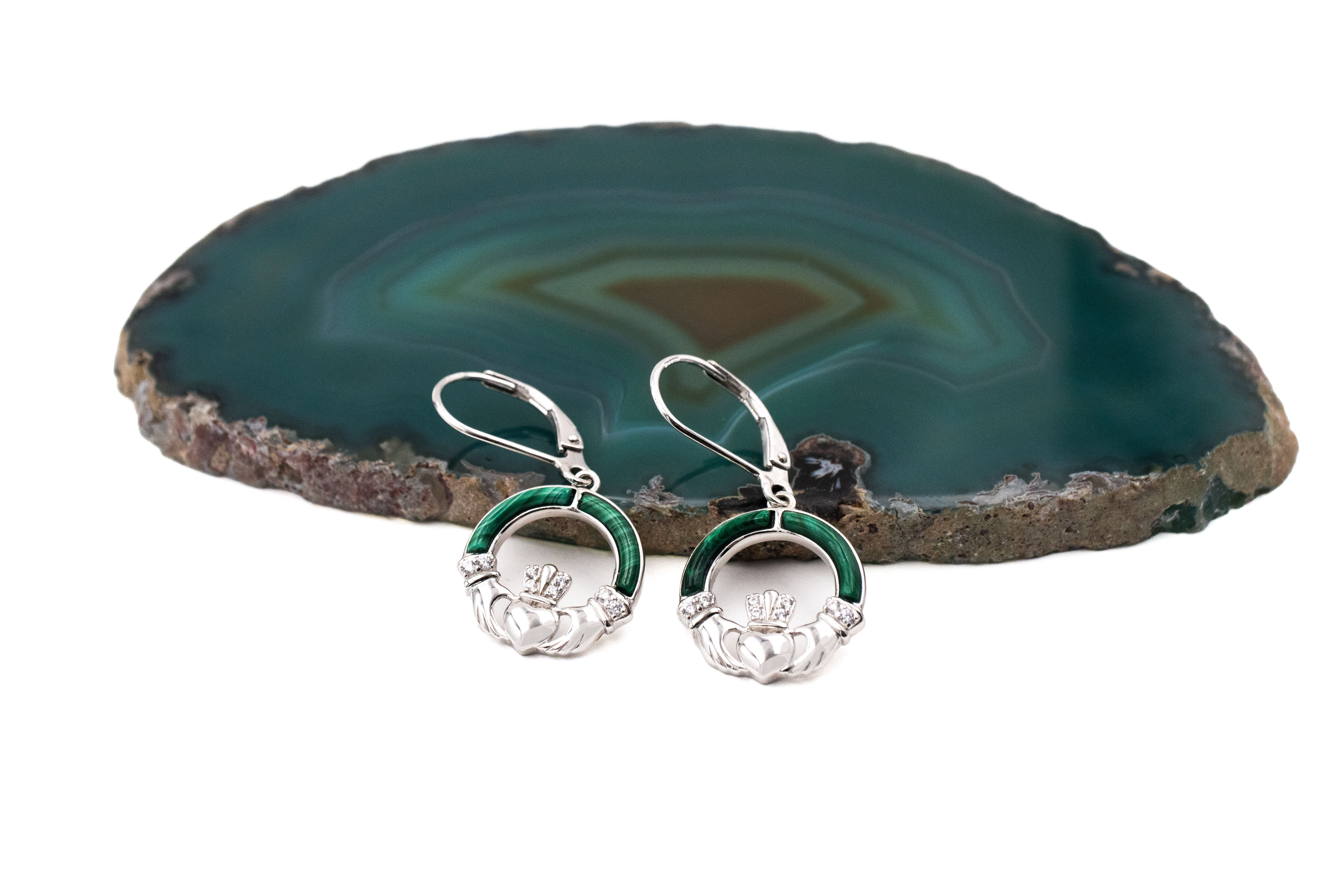 Striking Sterling Silver Claddagh Gift Set With a Polished Finish For Women