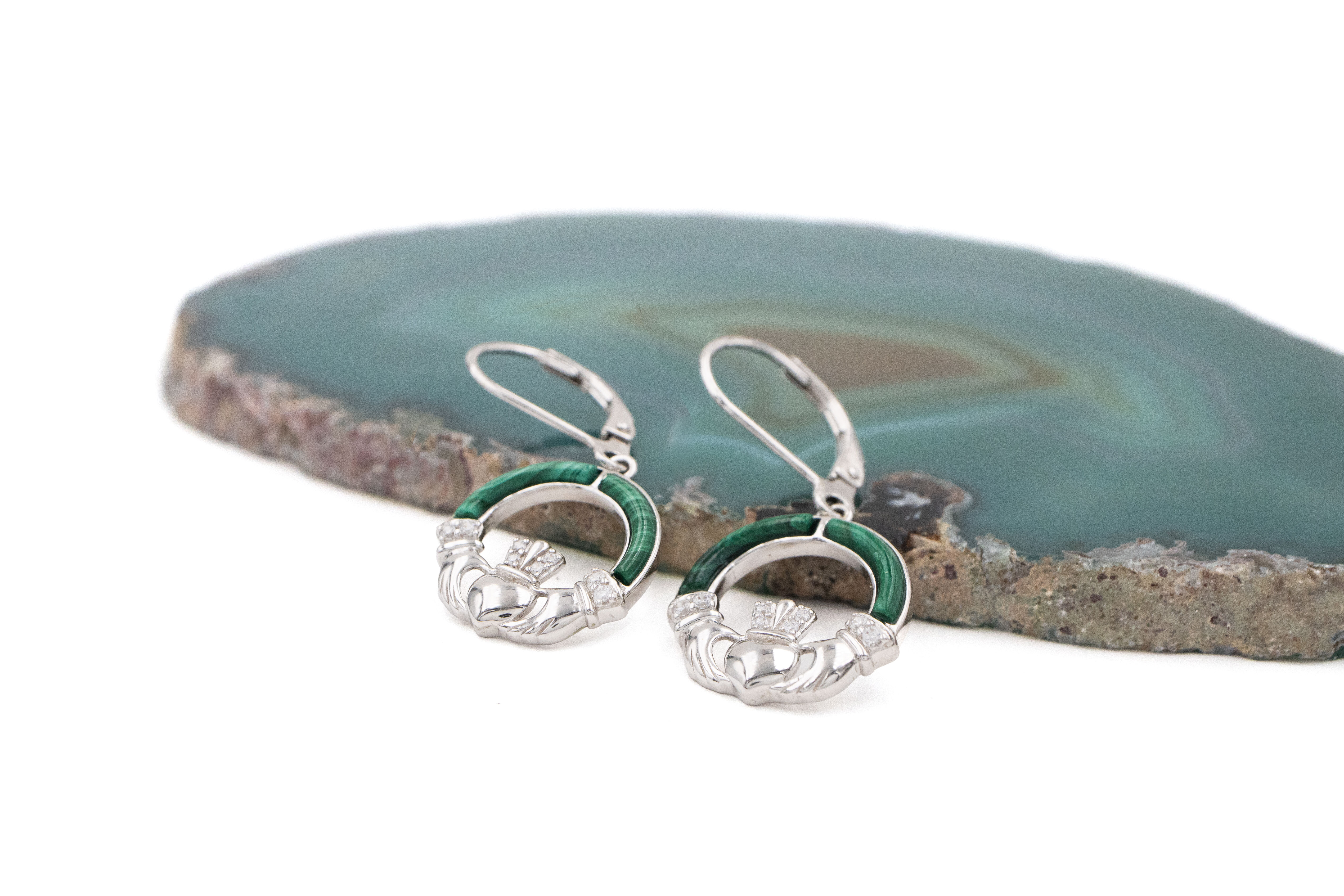 Striking Sterling Silver Claddagh Earrings For Women With a Polished Finish