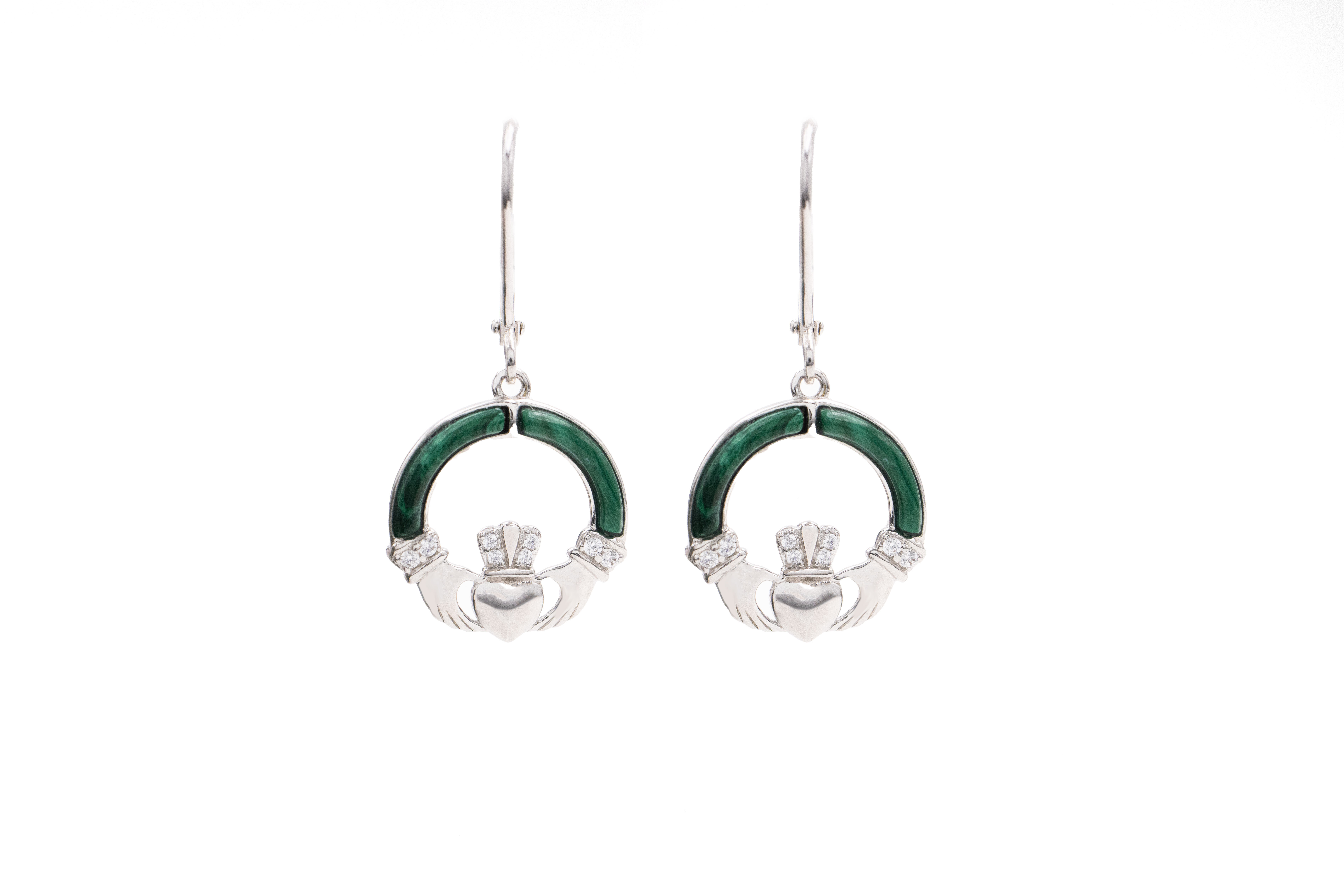Irish Sterling Silver Claddagh Earrings For Women With a Polished Finish