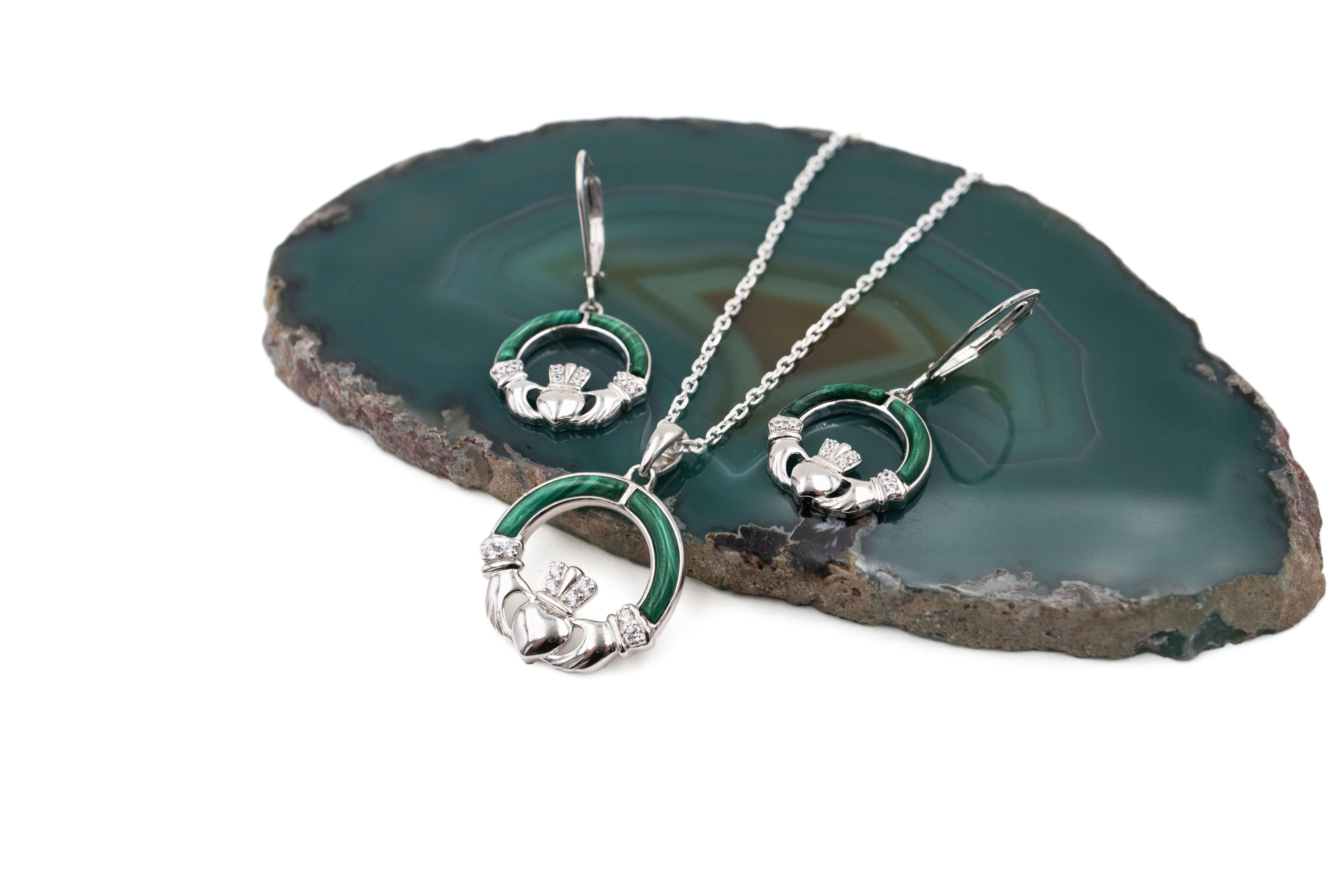 Gorgeous Sterling Silver Claddagh Gift Set For Women With a Polished Finish