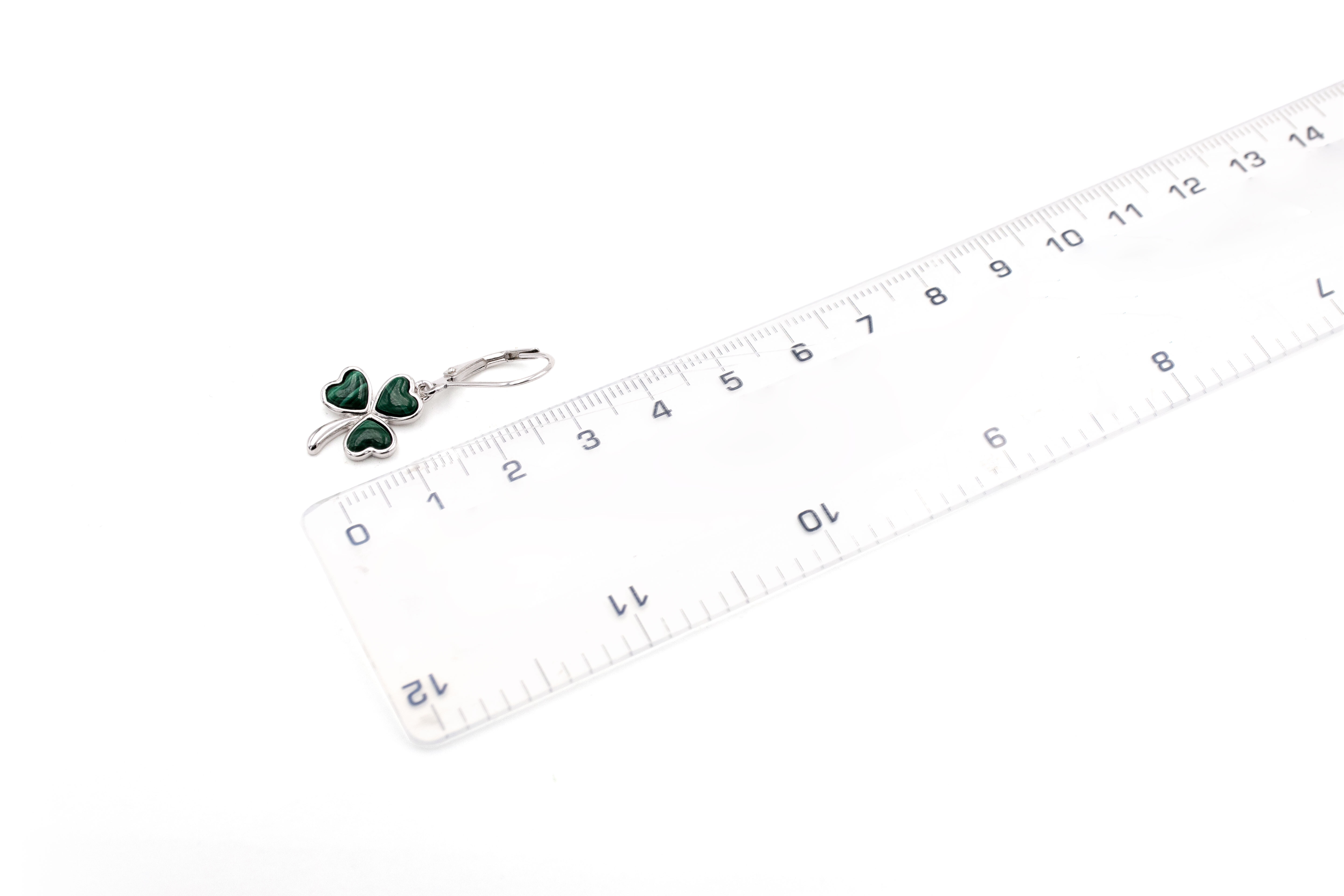 Womens Striking Polished Sterling Silver Shamrock Earrings. Picture For Scale.