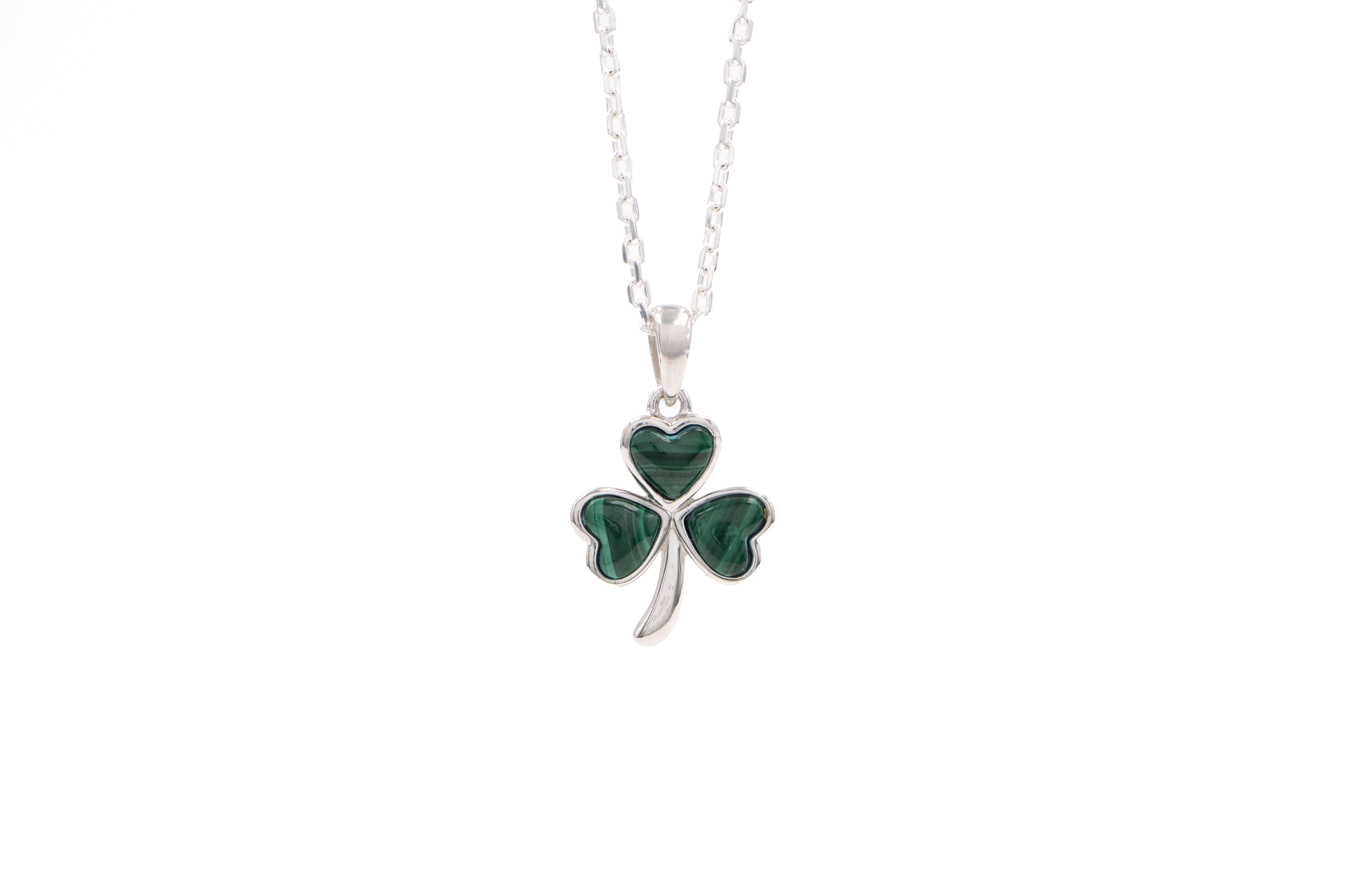 Attractive Sterling Silver Shamrock Necklace With a Polished Finish For Women
