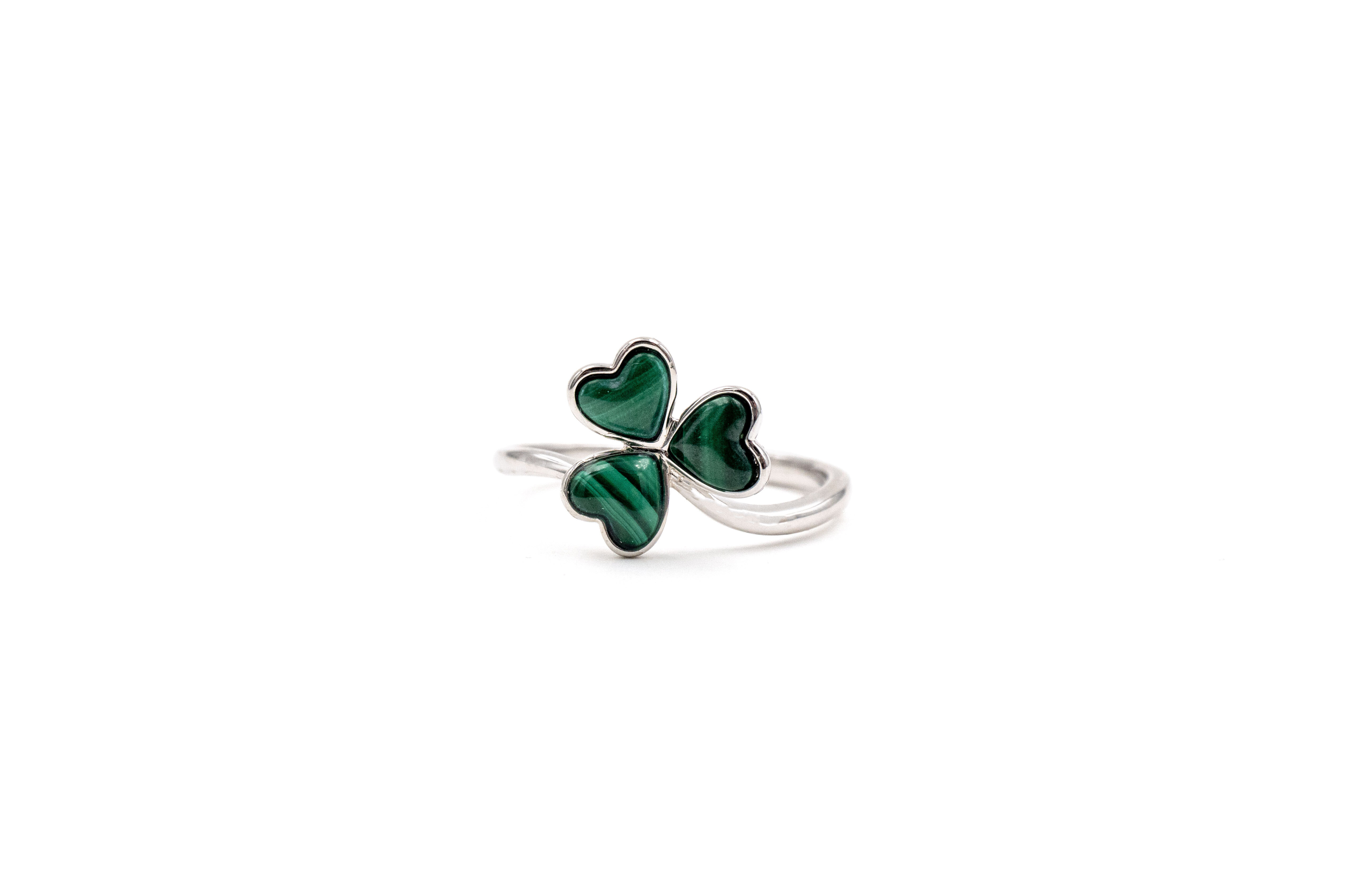 Womens Real Polished Sterling Silver Shamrock Ring