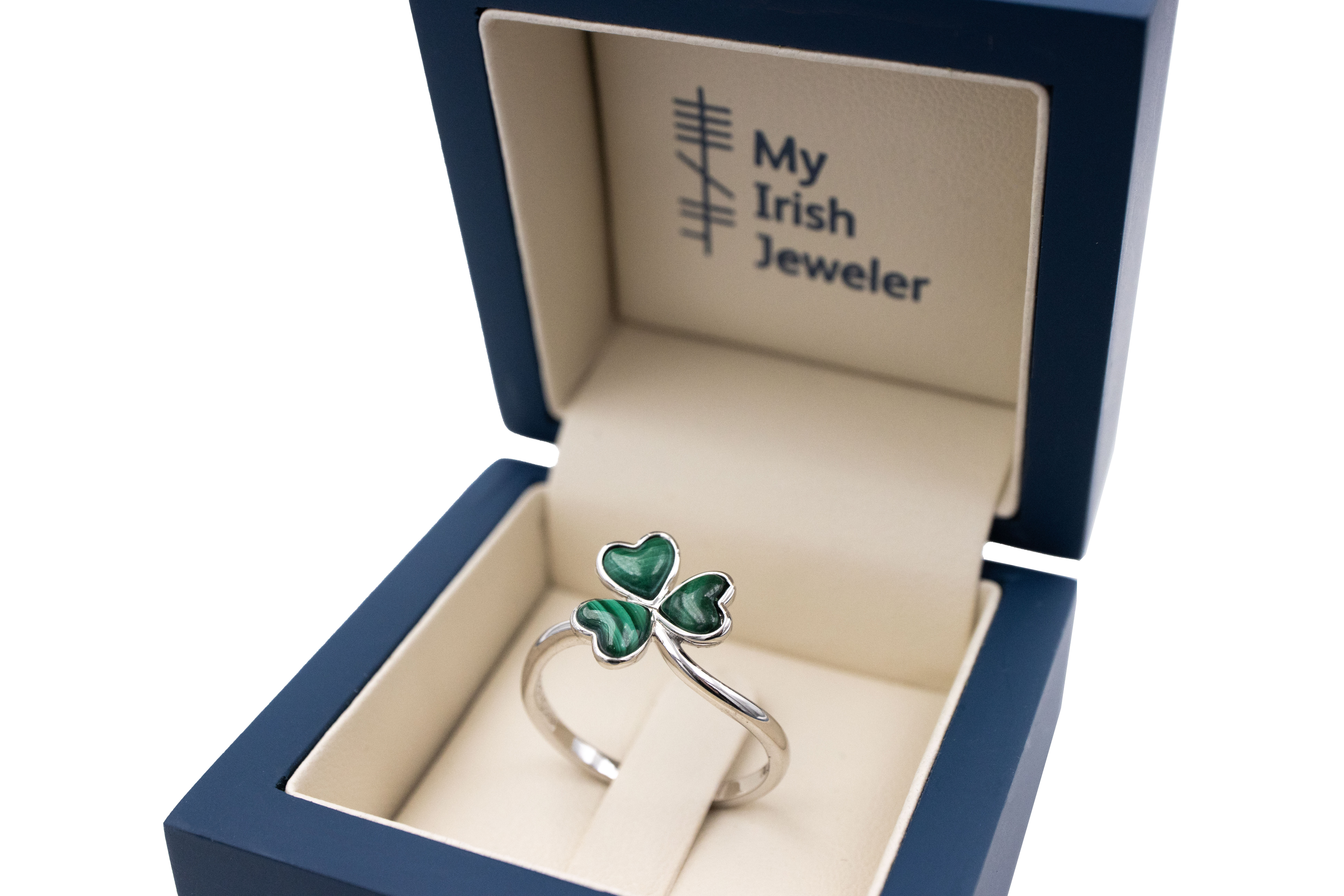 Striking Sterling Silver Shamrock Ring With a Polished Finish For Women. In Luxury Packaging.
