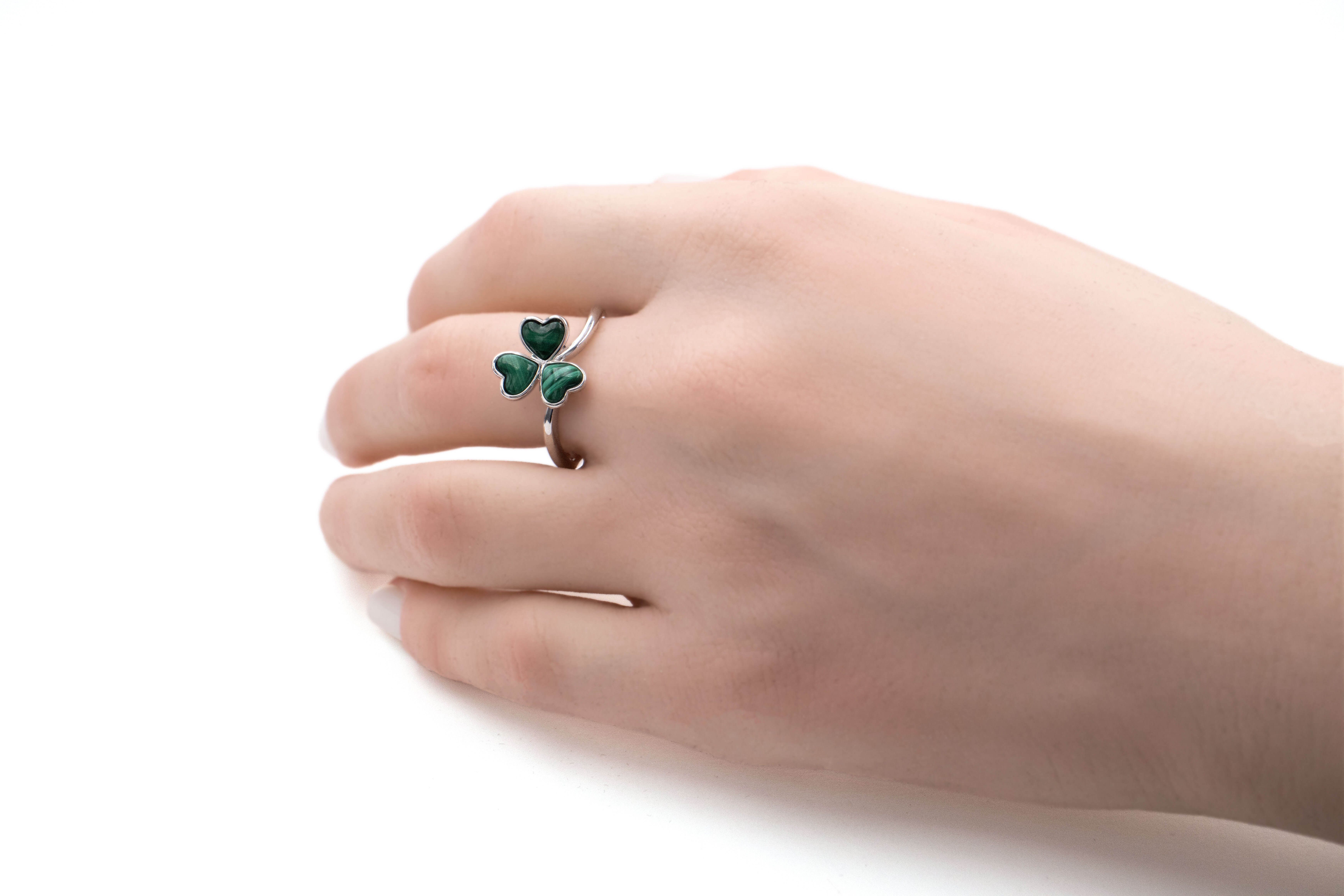 Womens Striking Polished Sterling Silver Shamrock Gift Set - Model Photo