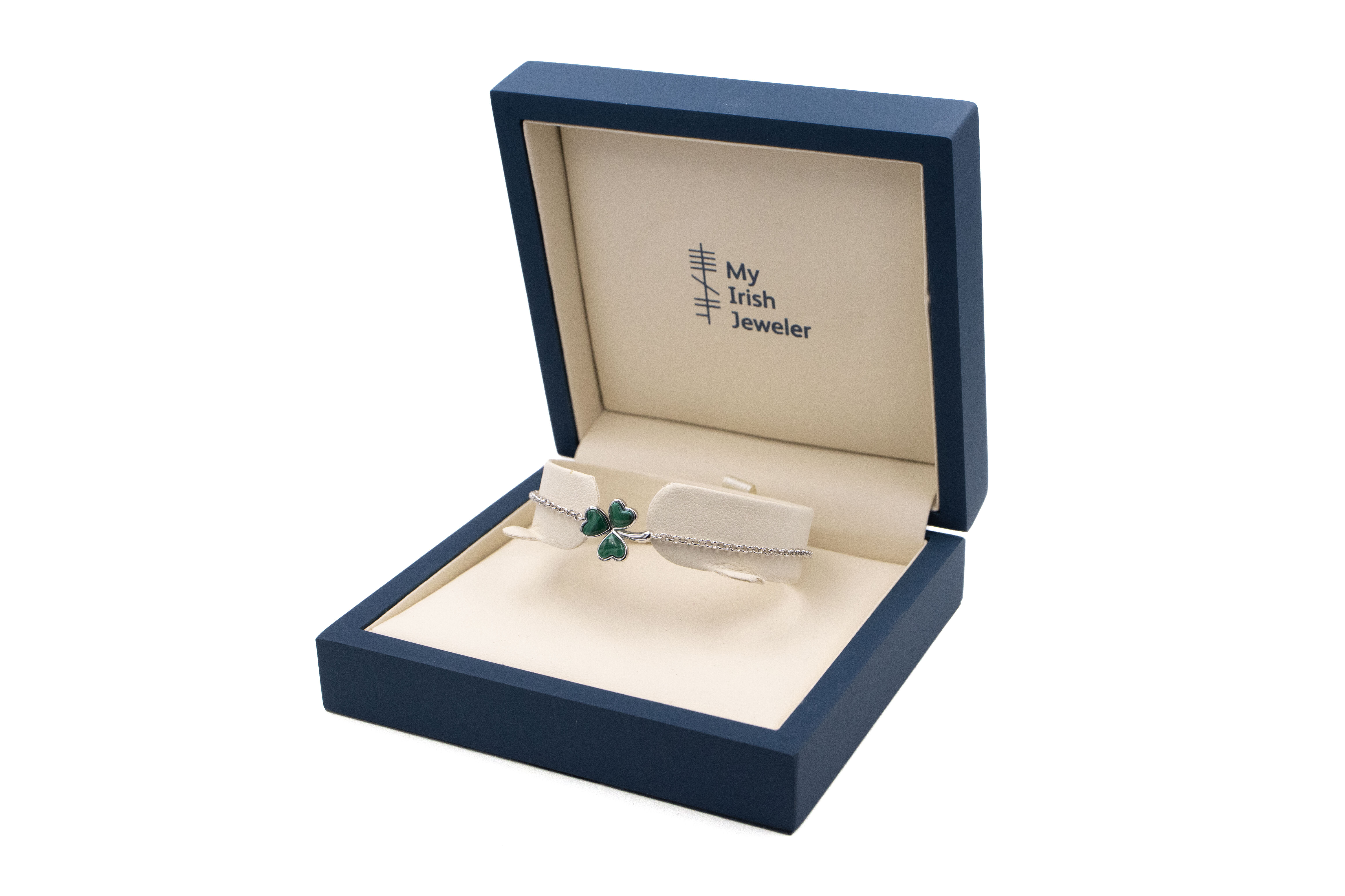 Womens Polished Shamrock Bracelet in Real Sterling Silver. In Luxury Packaging.