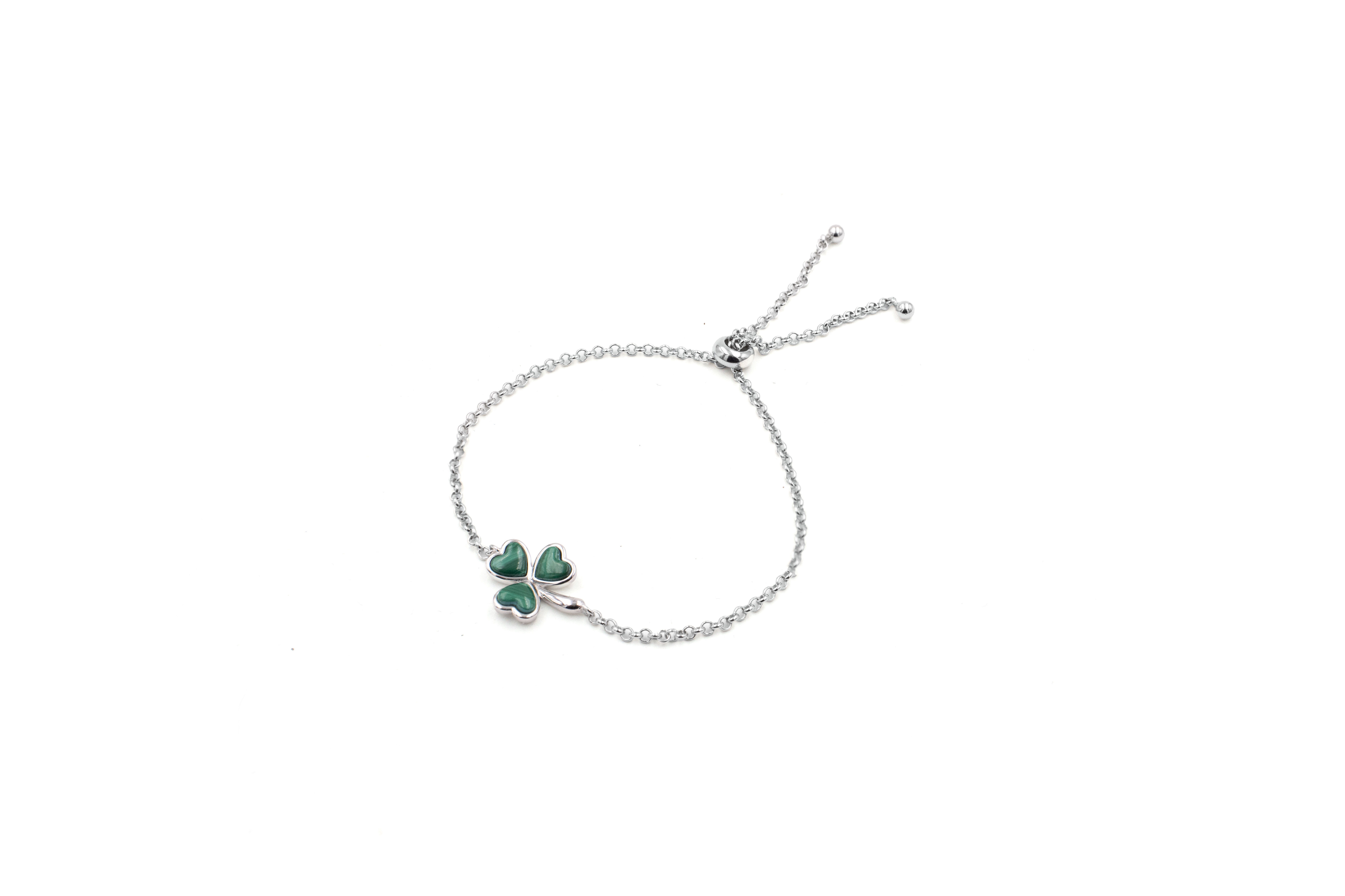 Authentic Sterling Silver Shamrock Bracelet With a Polished Finish For Women