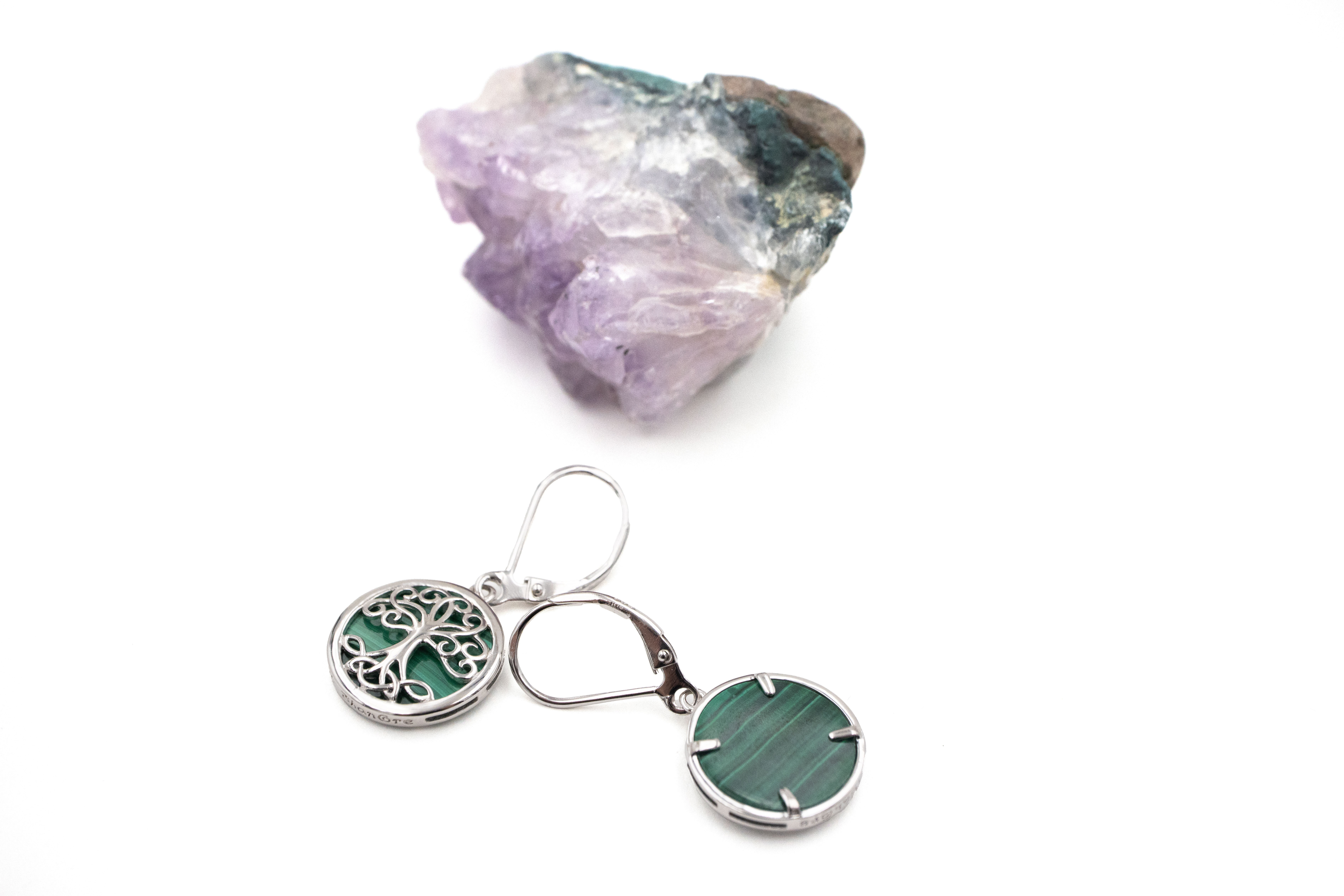 Womens Striking Sterling Silver Tree of Life Earrings. Picture Of The Back.