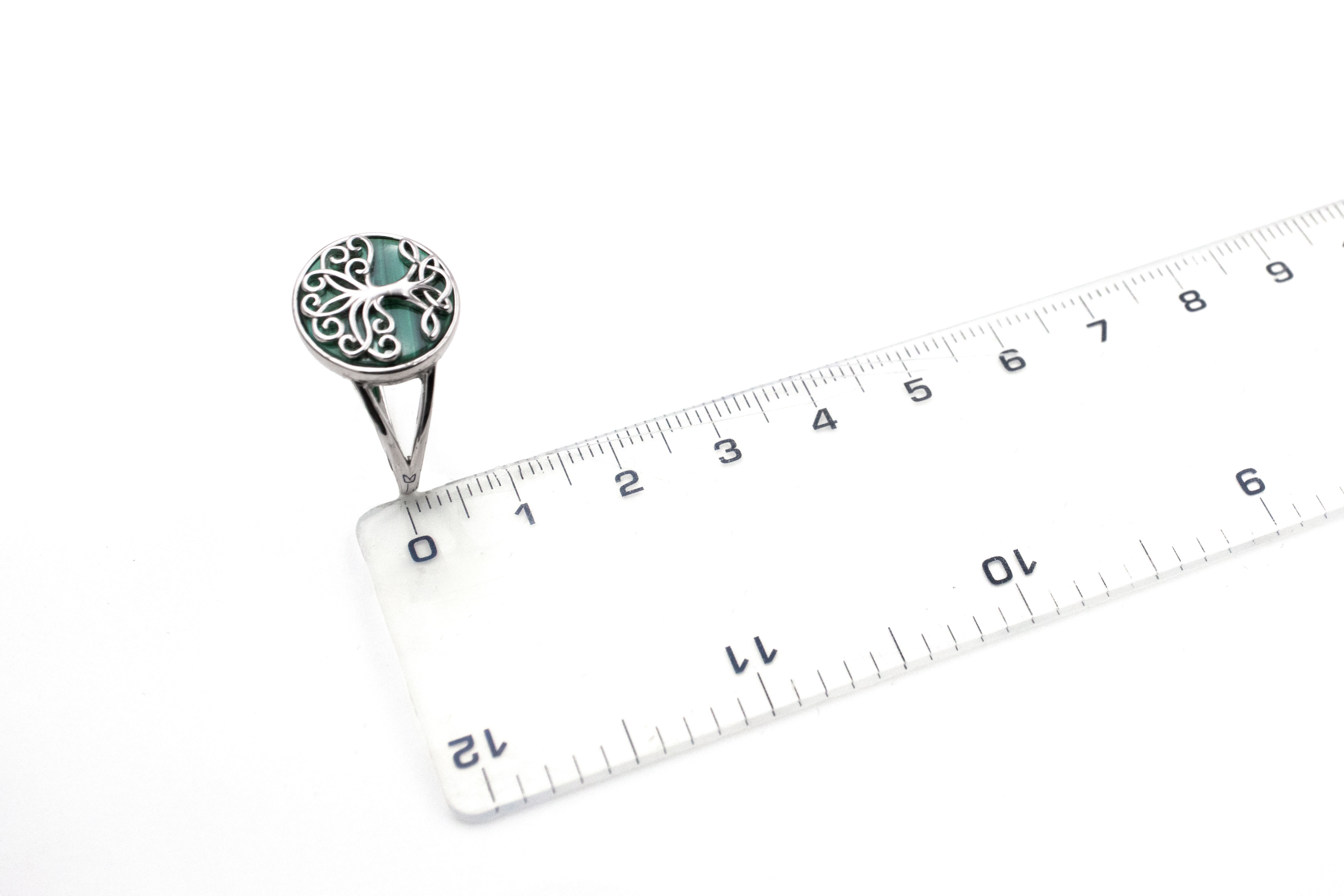 Womens Tree of Life Ring in Sterling Silver With a Polished Finish. Picture For Scale.