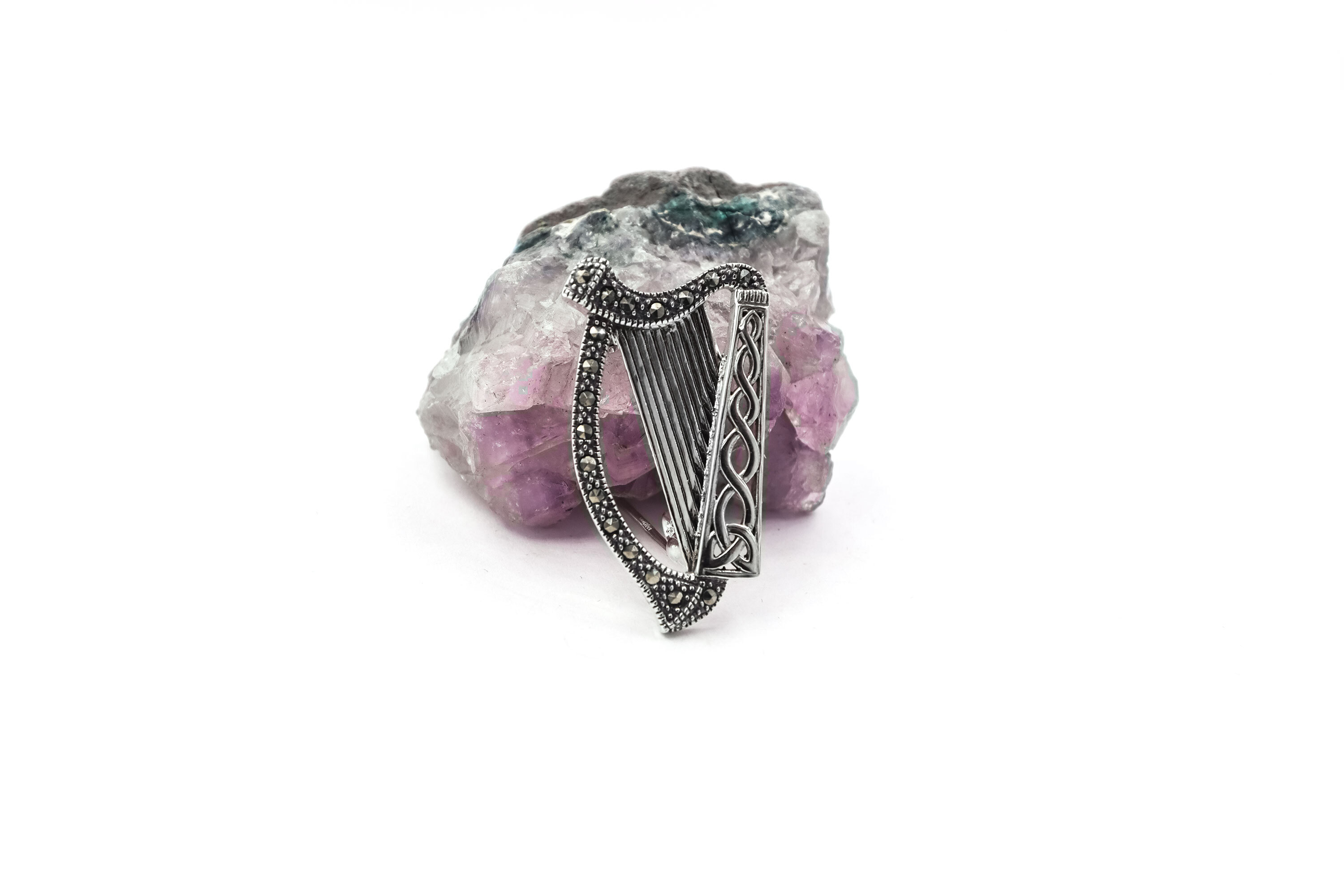 Irish Sterling Silver Irish Harp Brooch For Women
