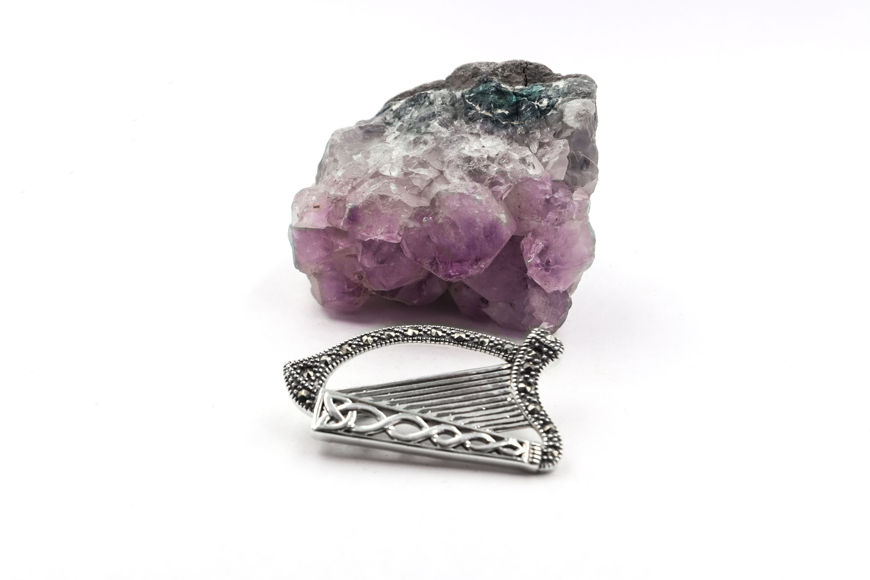 Womens Irish Harp Brooch in Real Sterling Silver