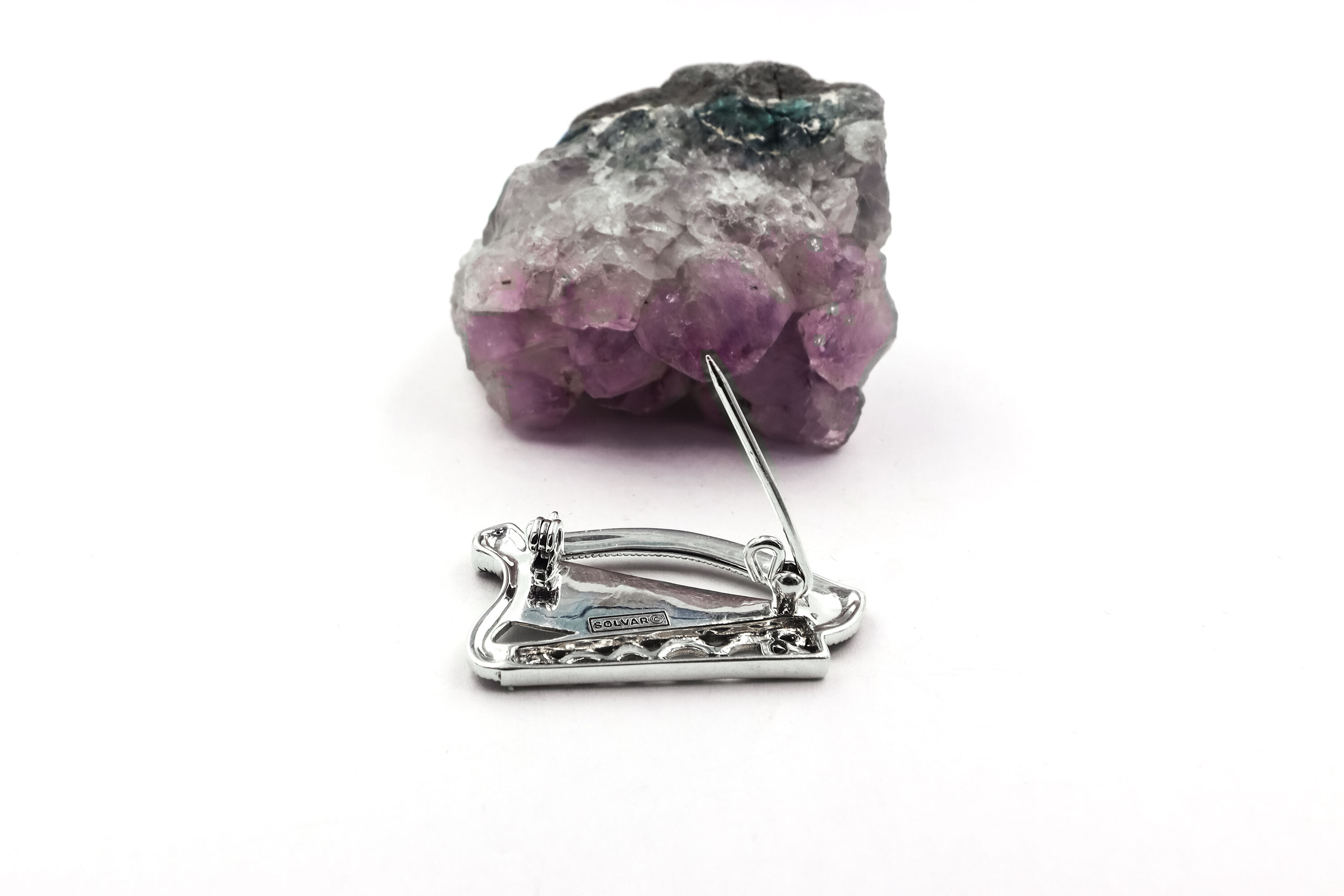 Genuine Sterling Silver Irish Harp Brooch For Women