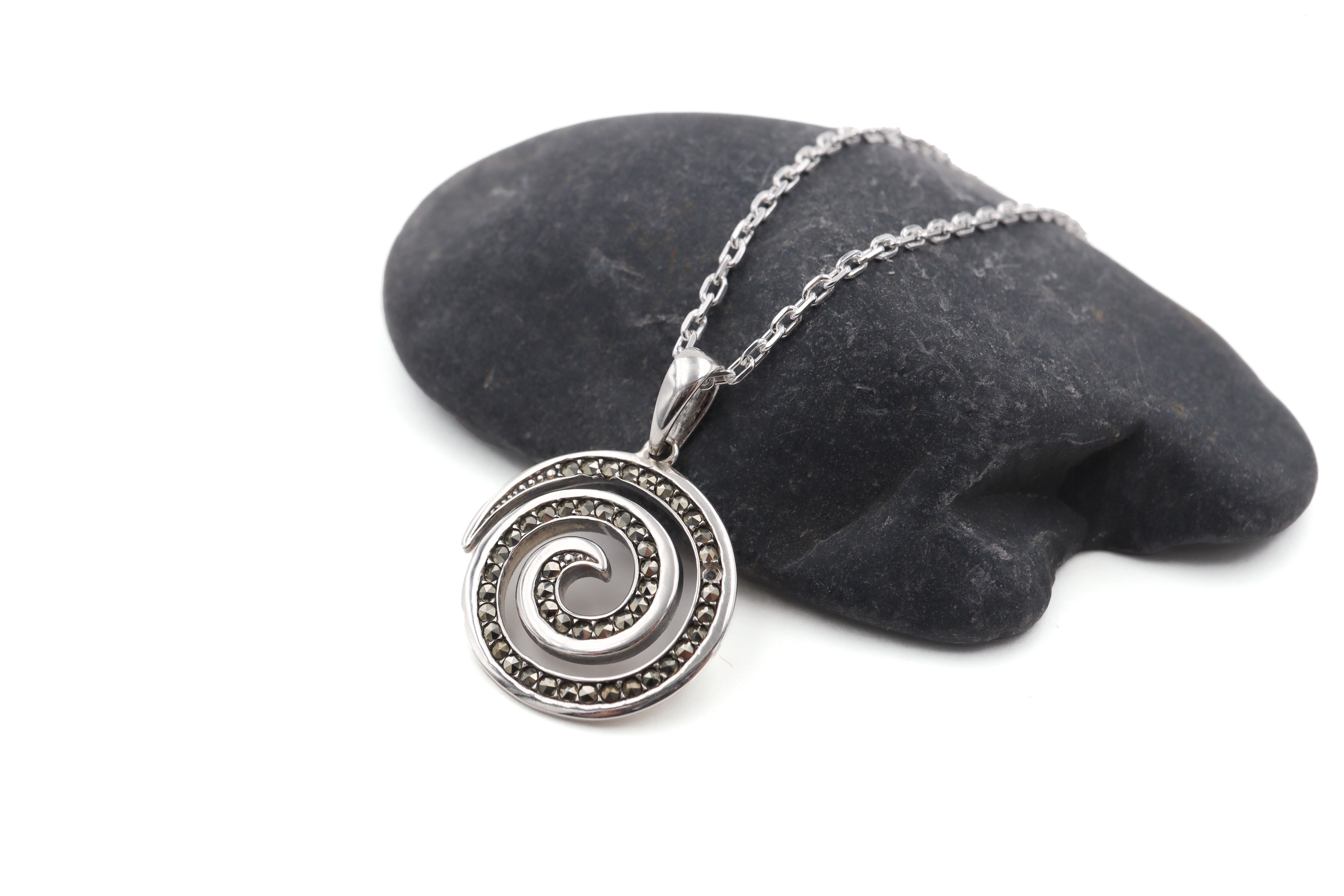 Gorgeous Sterling Silver Triskele Necklace For Women. Side View.
