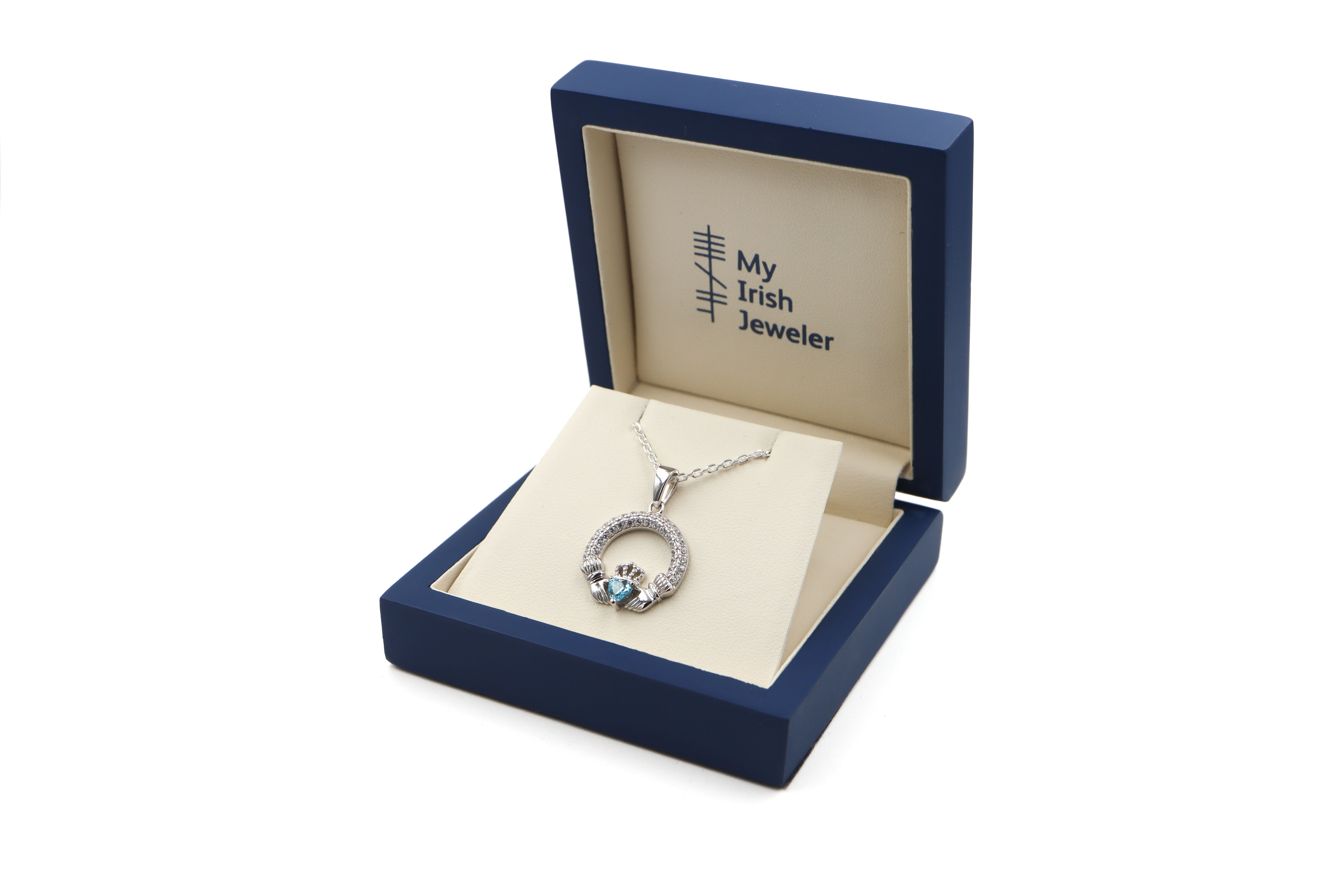 Genuine Sterling Silver March Birthstone Necklace For Women. In Luxury Packaging.