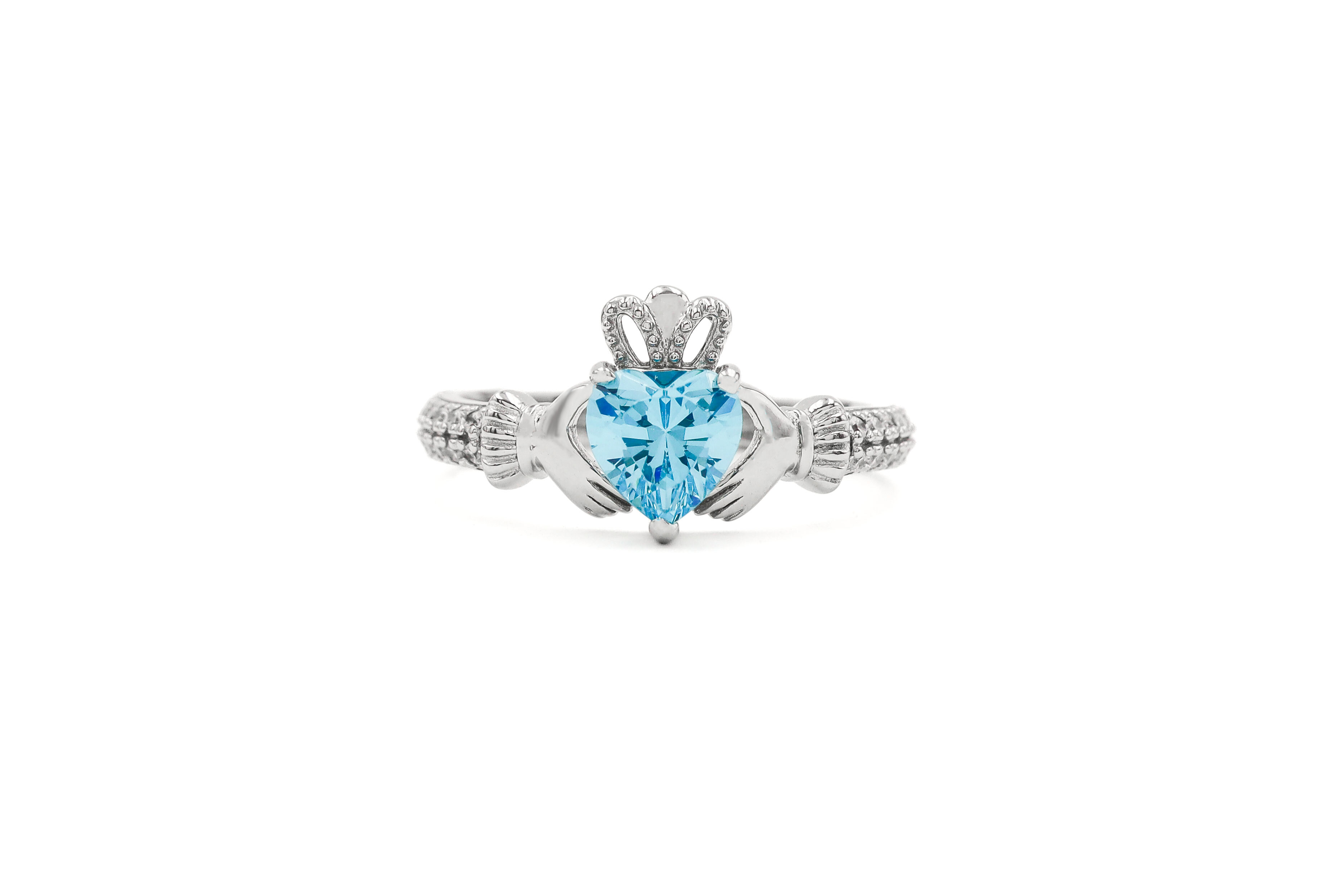 Womens March Birthstone 2.0mm Ring in Sterling Silver