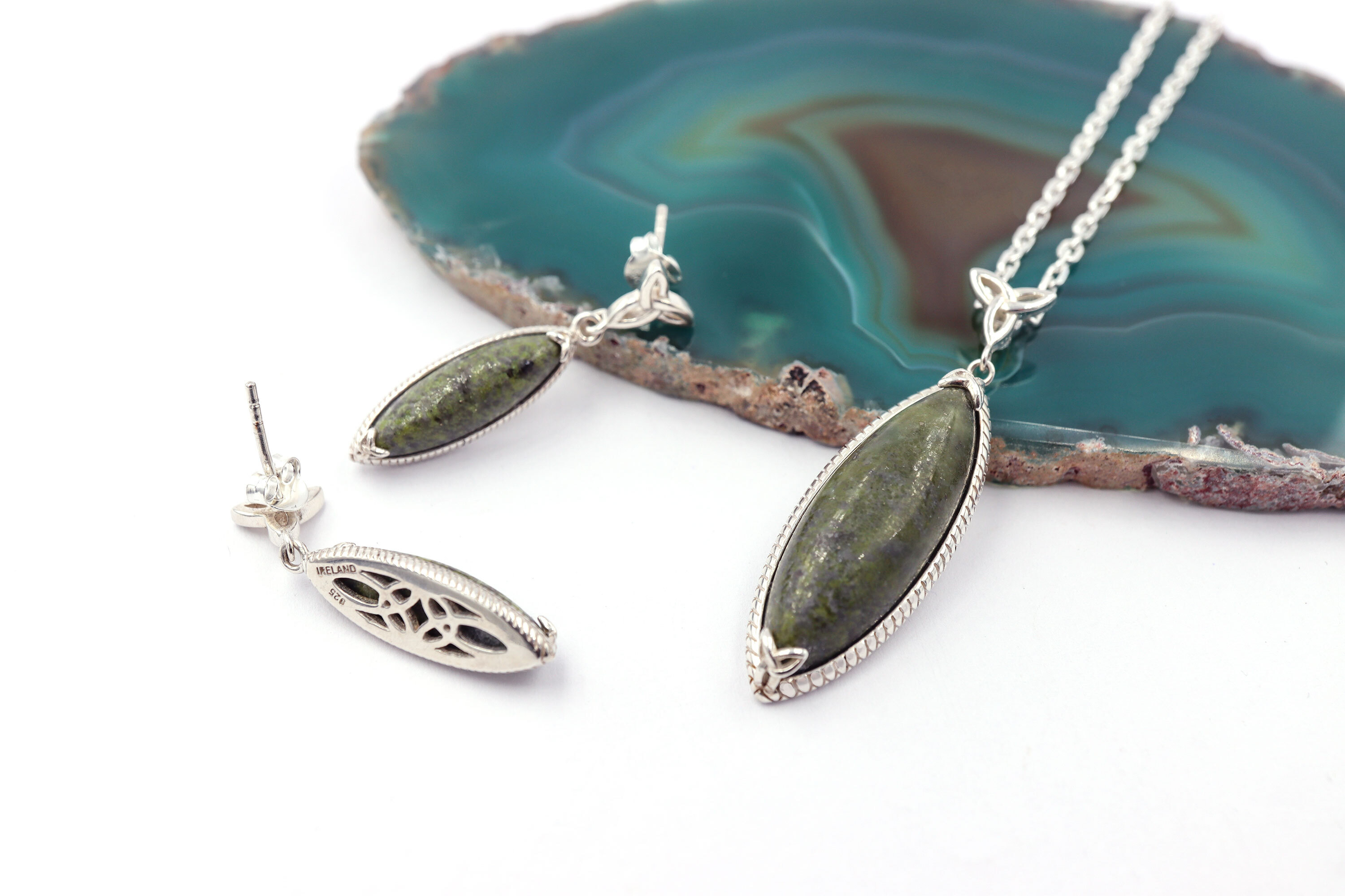 Real Sterling Silver Connemara Marble Gift Set For Women