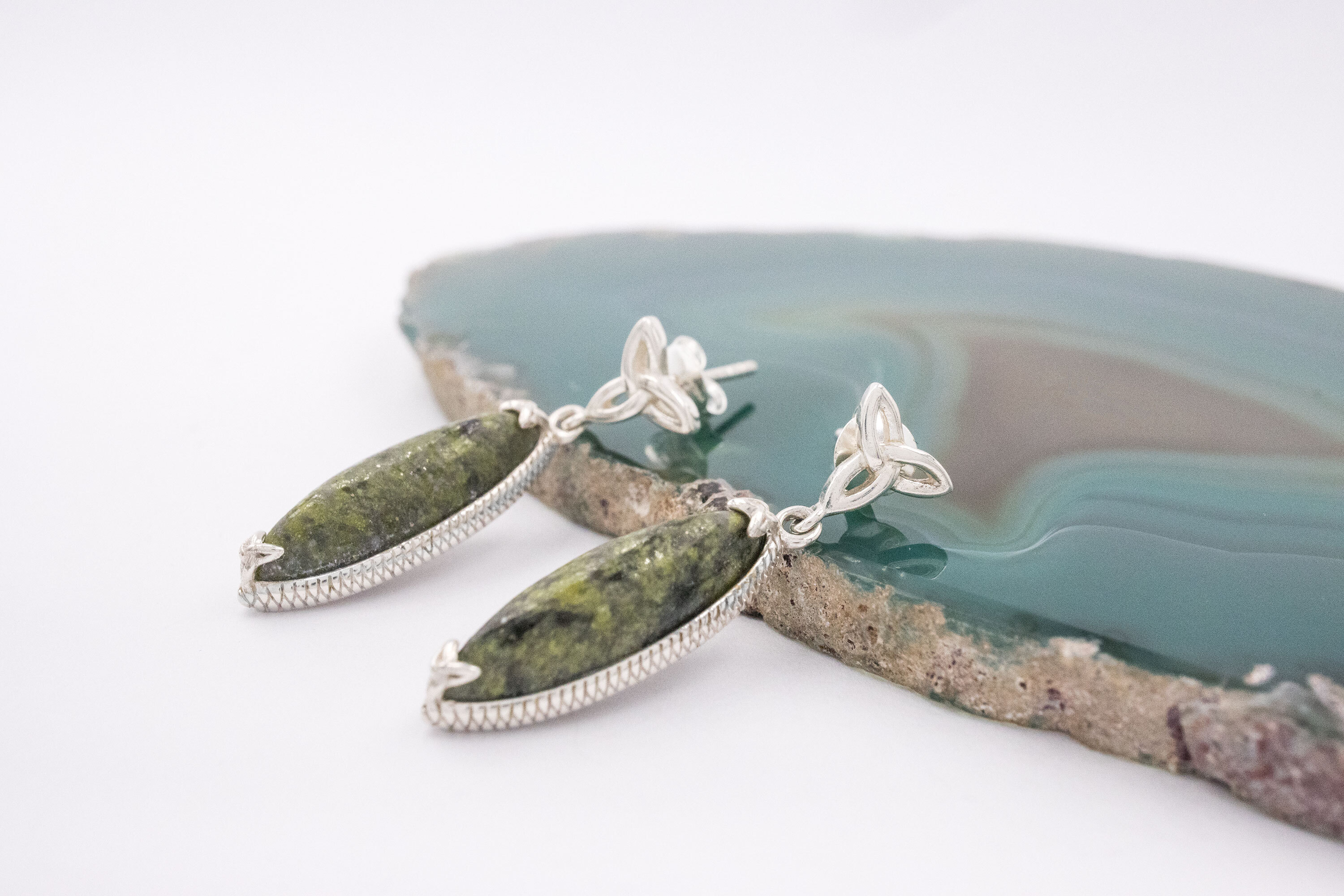 Womens Connemara Marble & Trinity Knot Gift Set in Real Sterling Silver