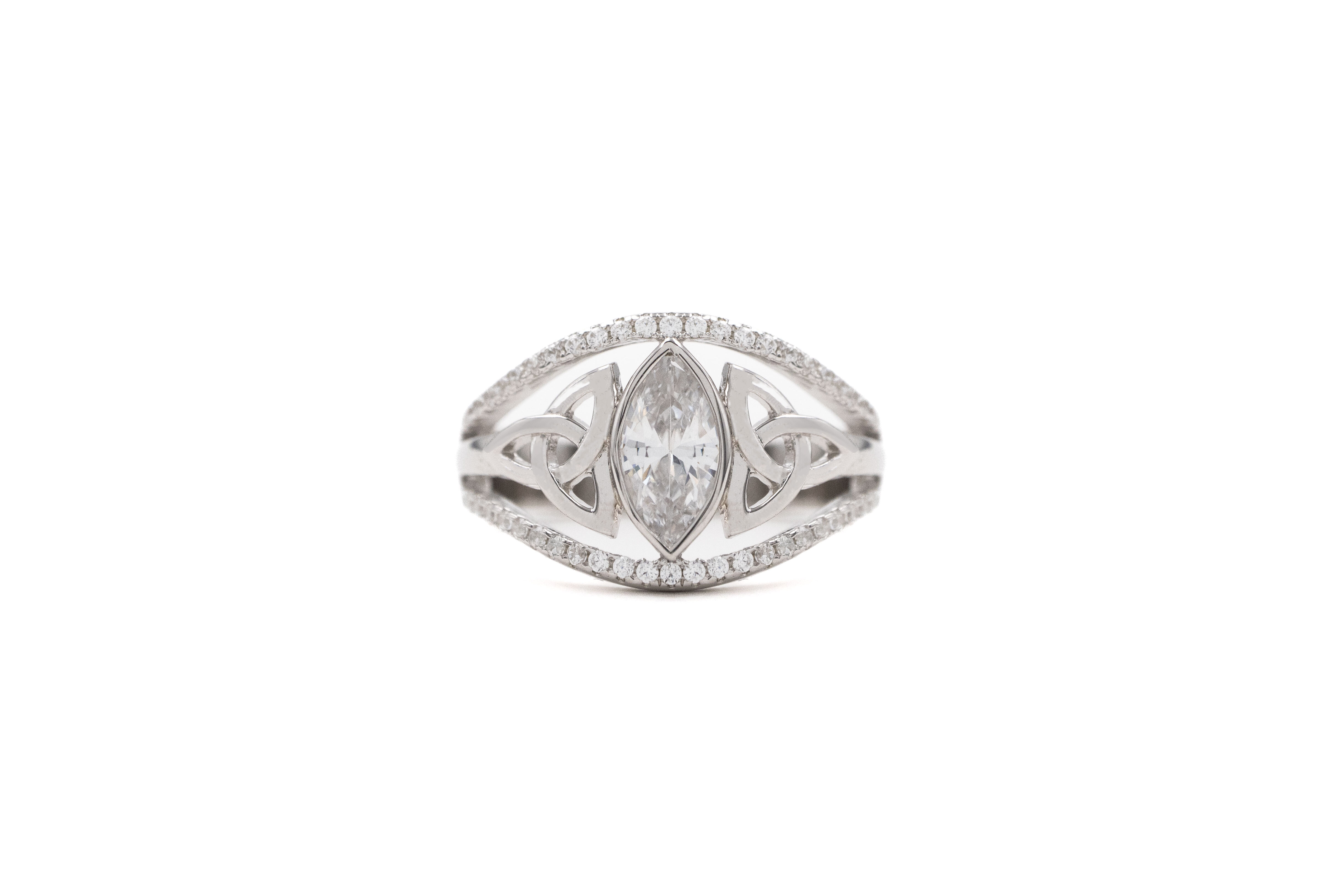 Striking Sterling Silver Trinity Knot Ring With a Polished Finish For Women