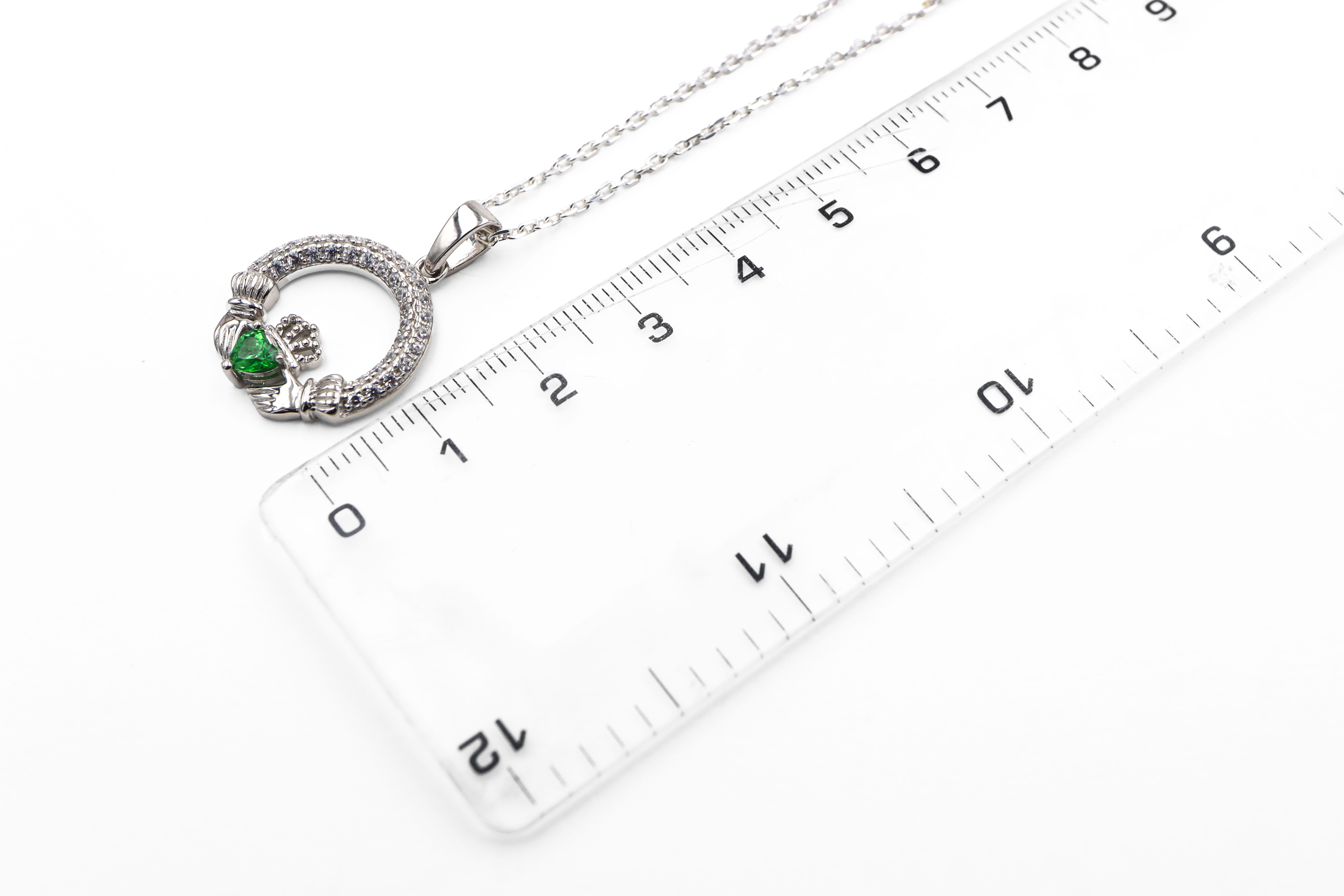 Authentic Sterling Silver May Birthstone Necklace For Women. Picture For Scale.