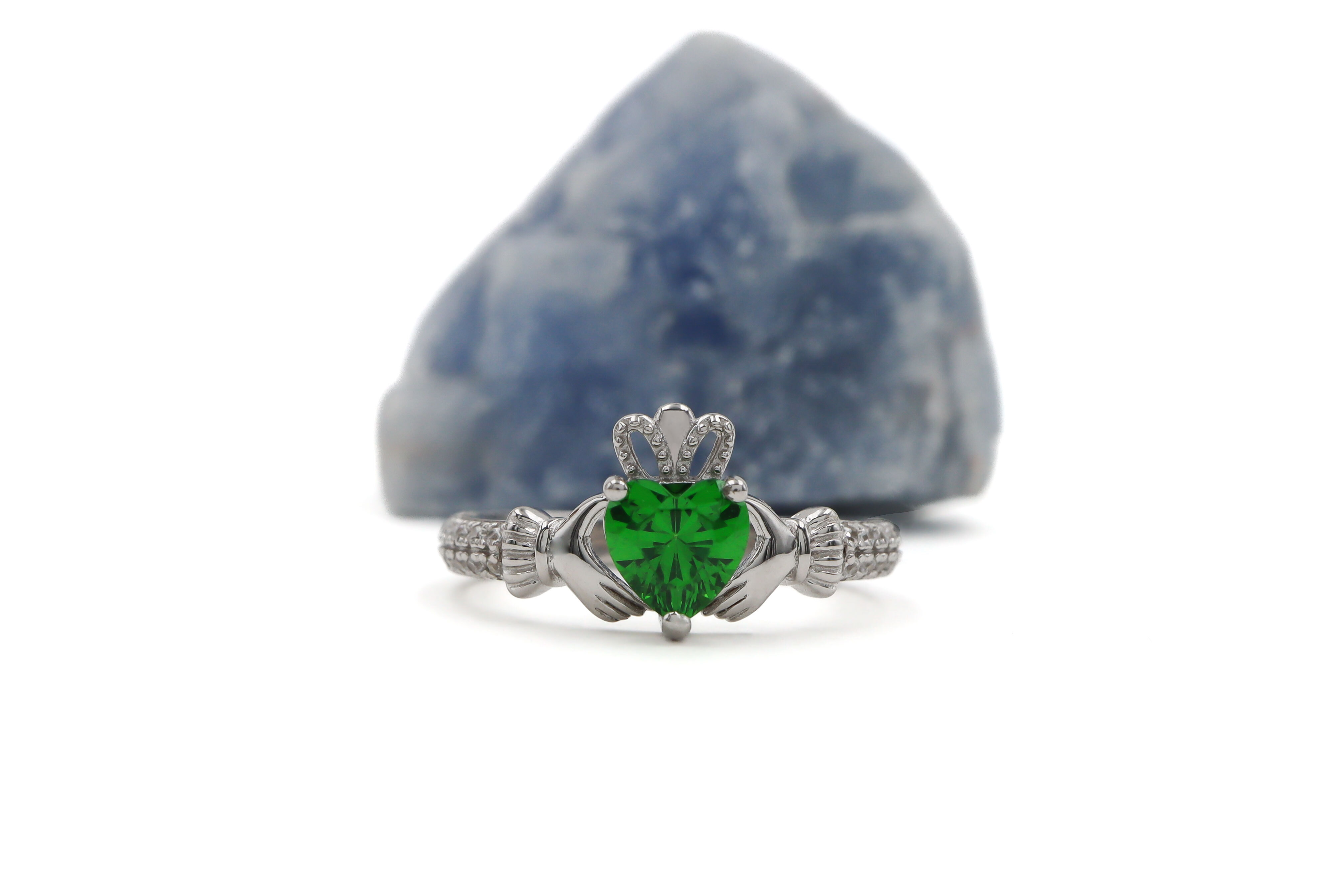 Womens Irish Polished Sterling Silver May Birthstone Gift Set