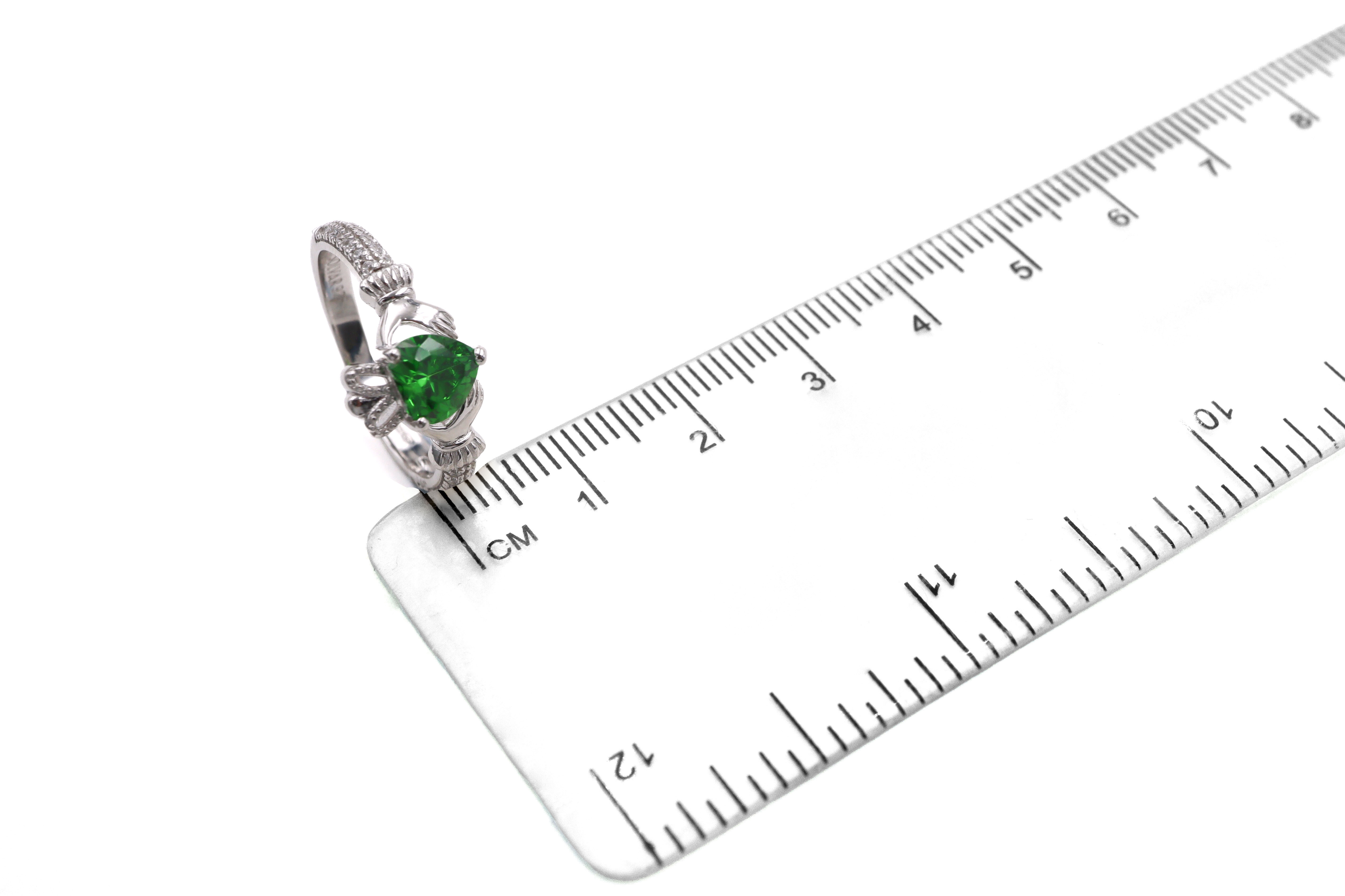 Womens Authentic Sterling Silver May Birthstone Ring. Picture For Scale.