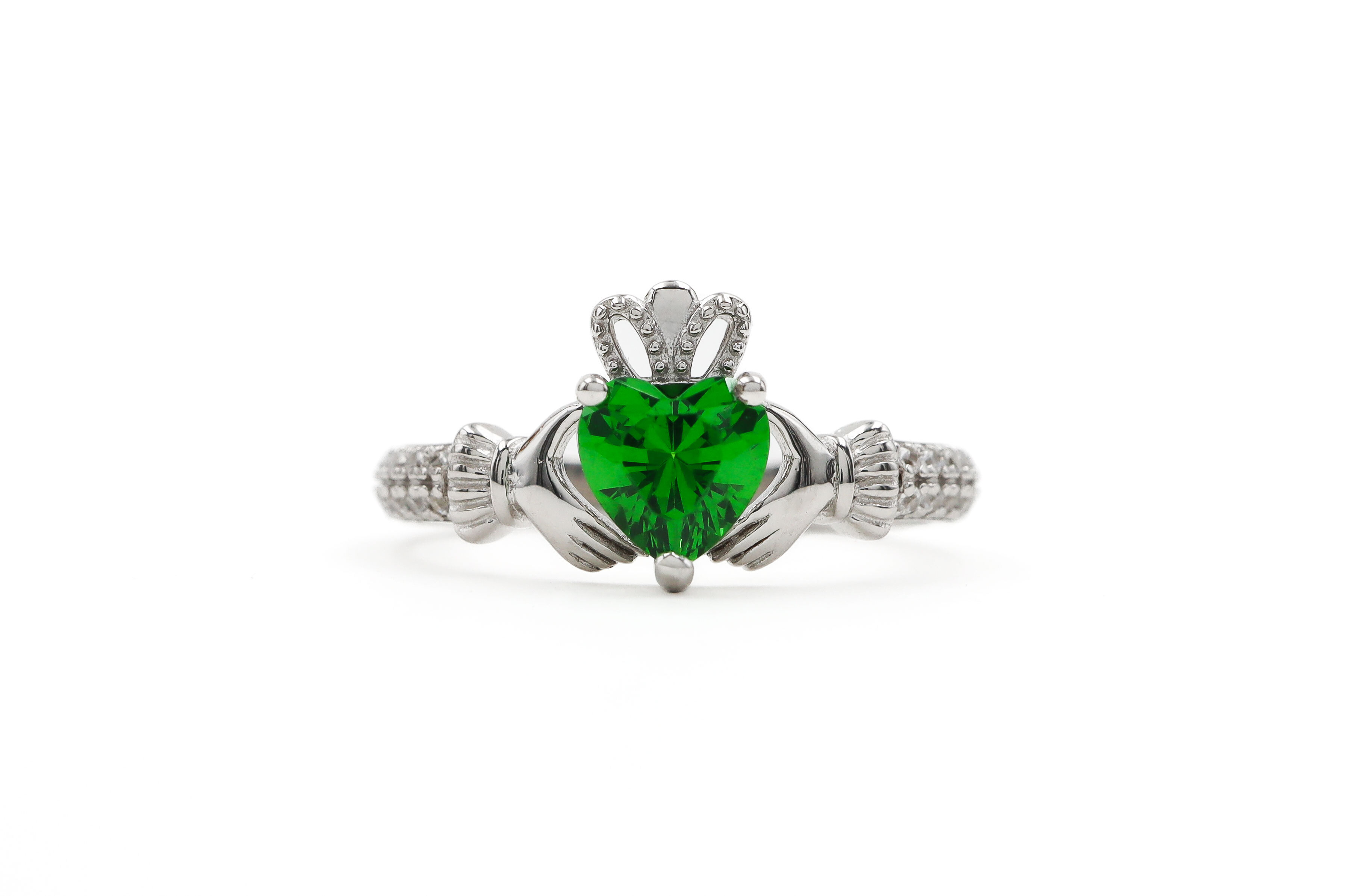 Womens May Birthstone Ring in Real Sterling Silver